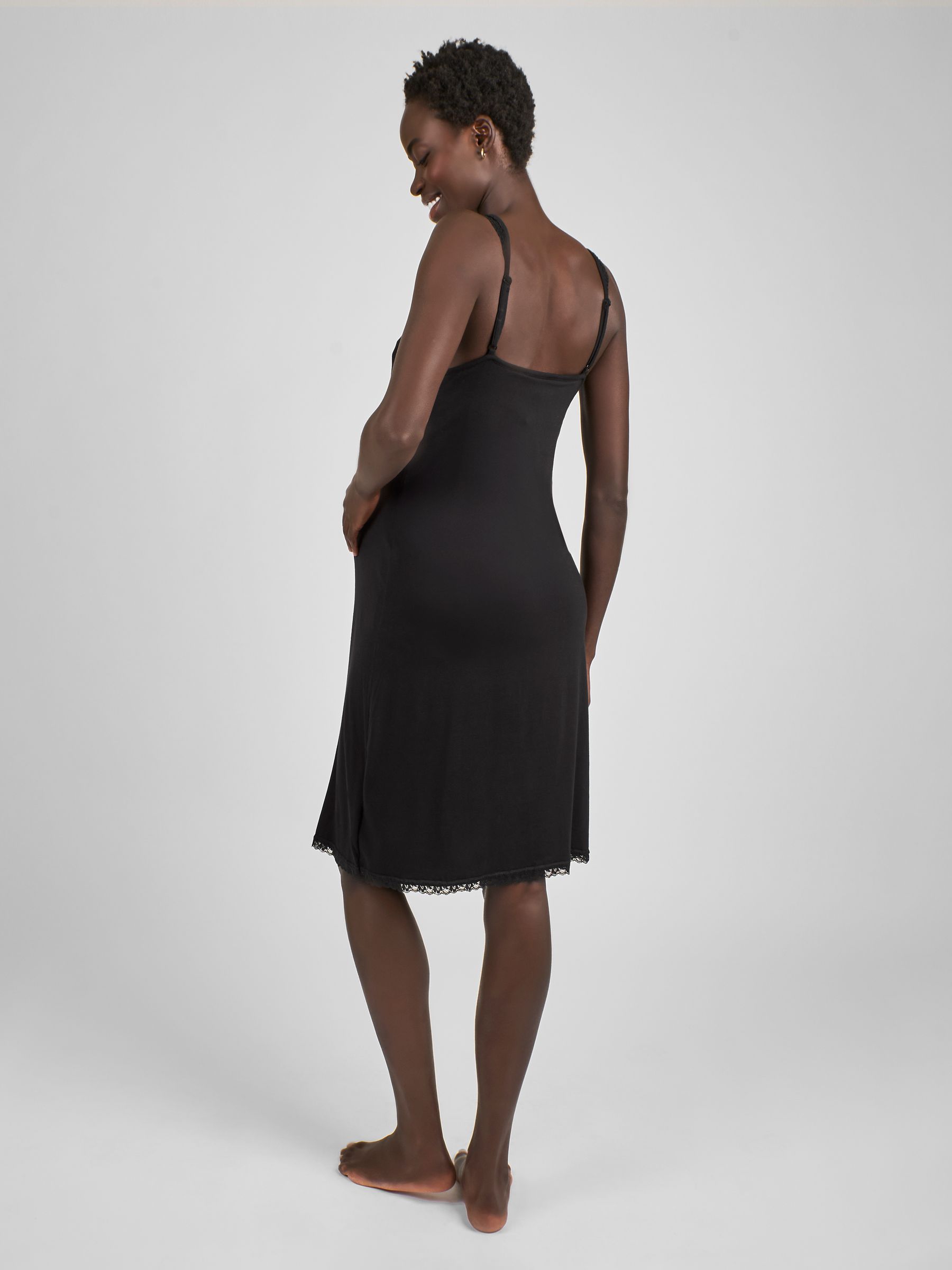 Lace Maternity & Nursing Nightdress in Black