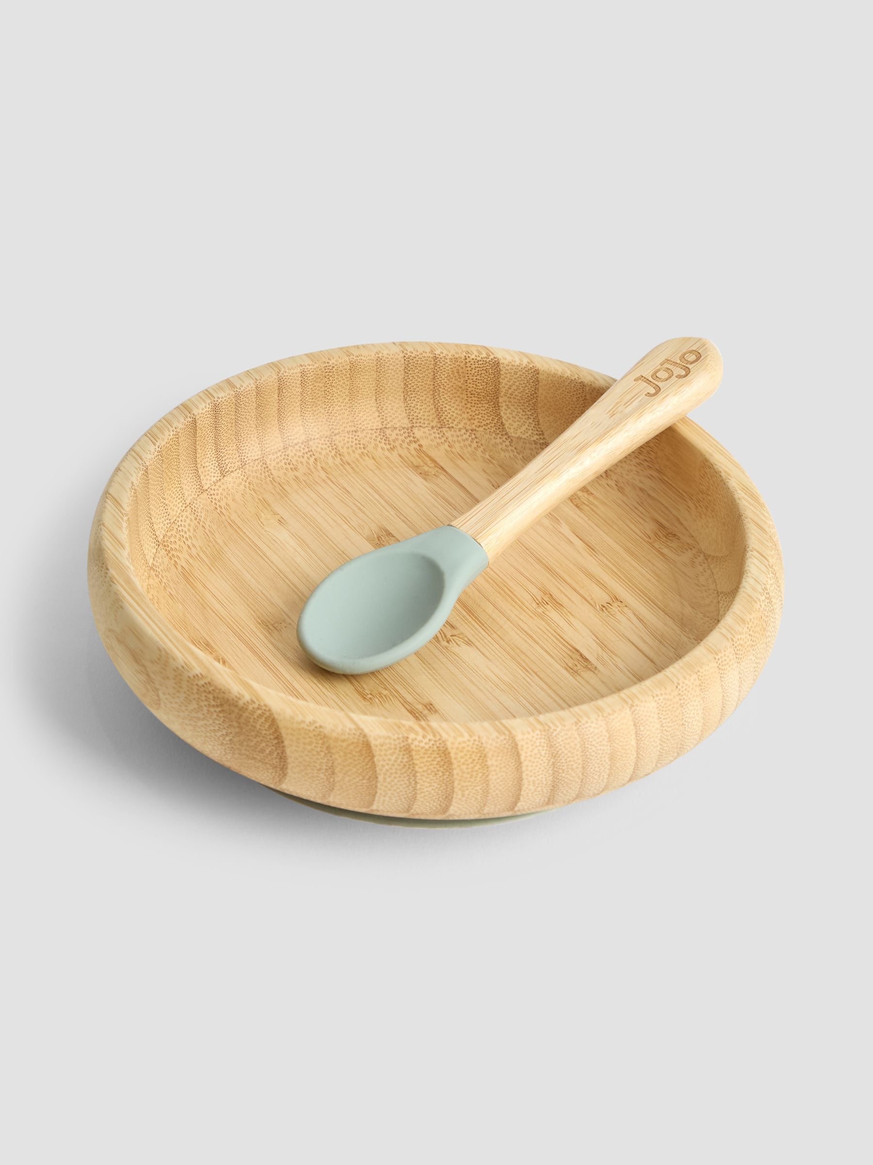 Bamboo Plate with Suction & Spoon