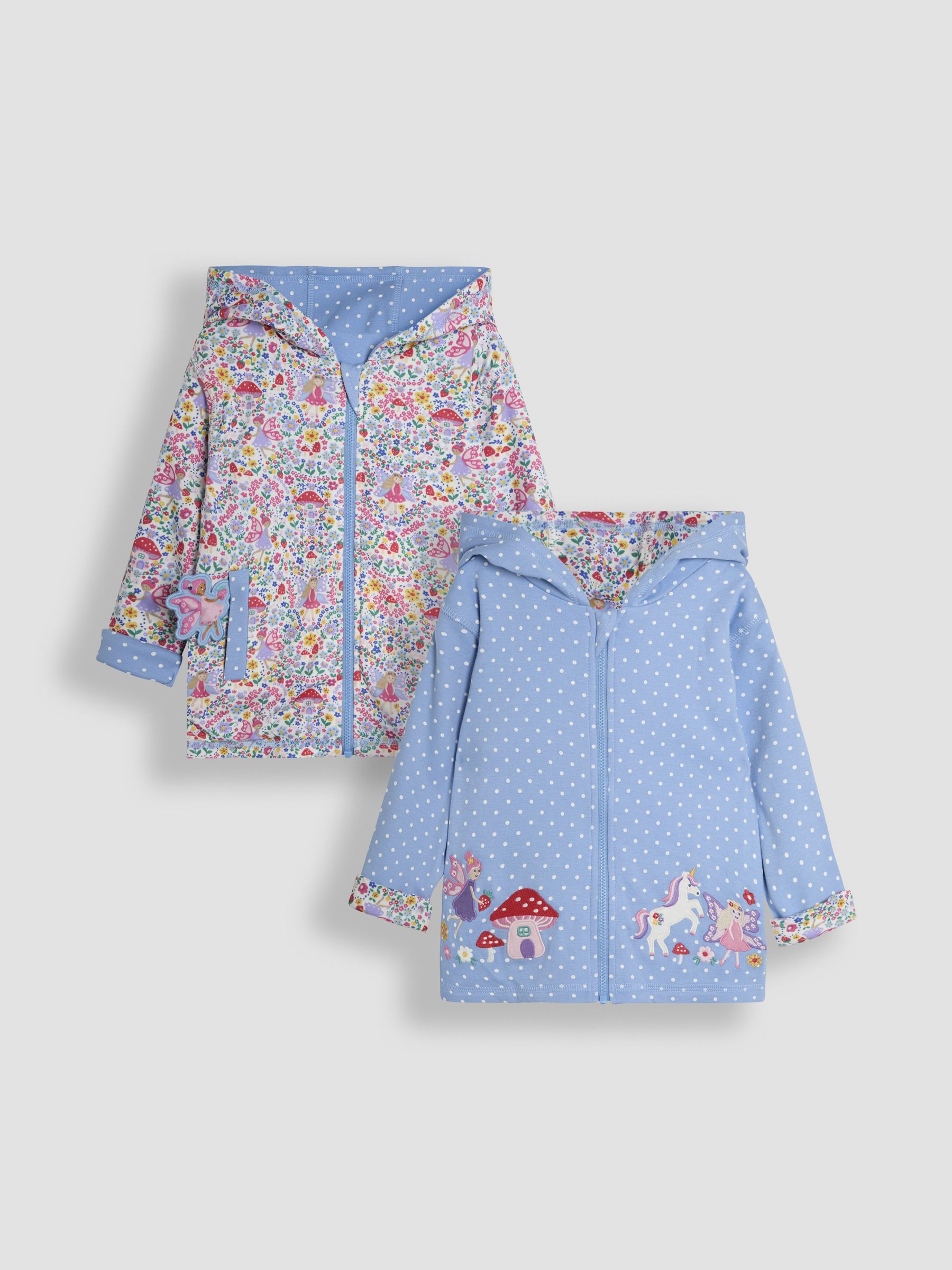 Blue Unicorn Appliqué Reversible Hoodie