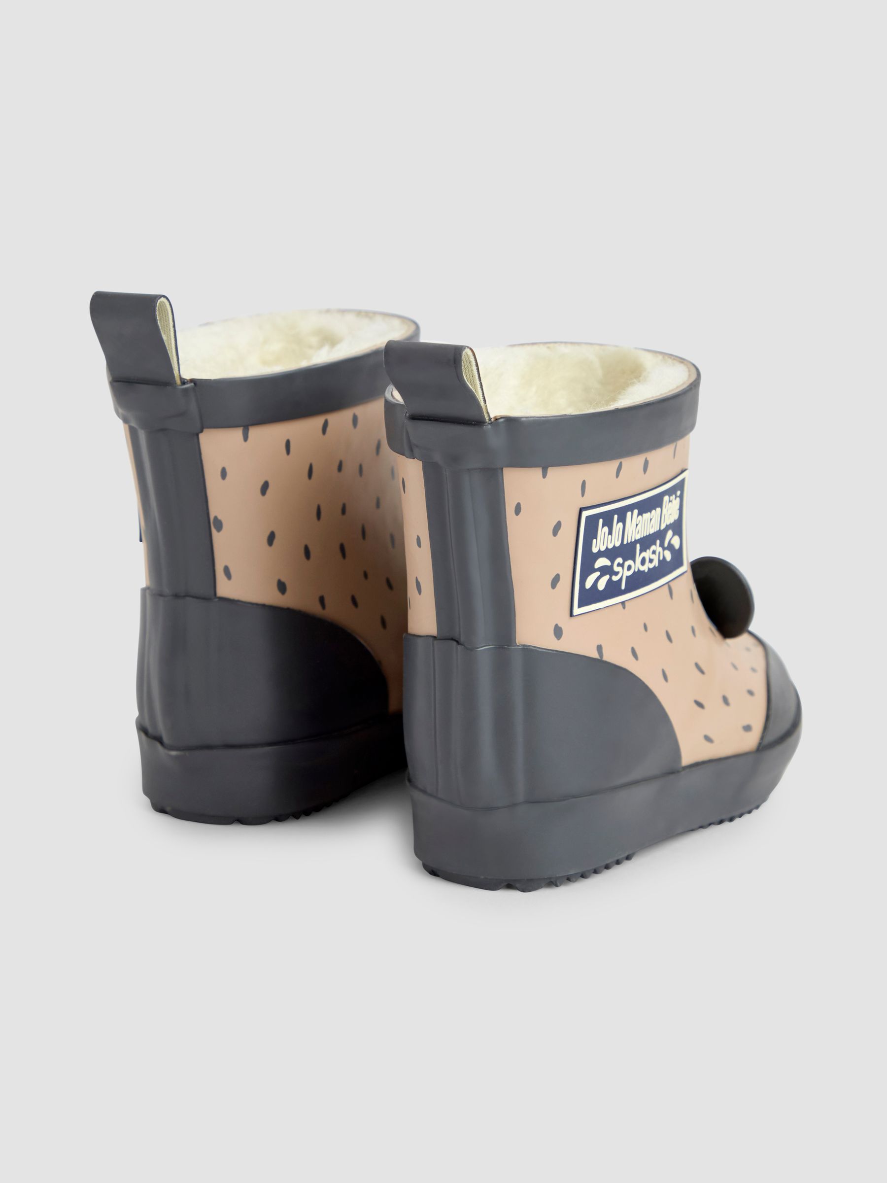 Ecru Cosy Lined Panda Ankle Wellies