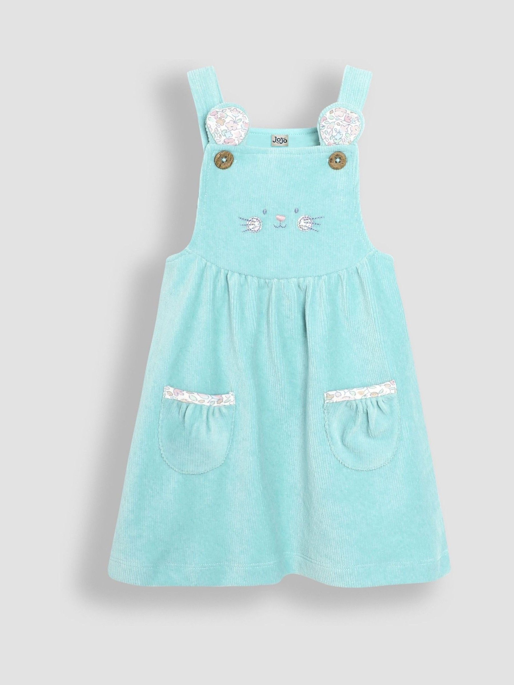 Duck Egg Mouse Velour Pinafore Dress And Top Set 2 Pack