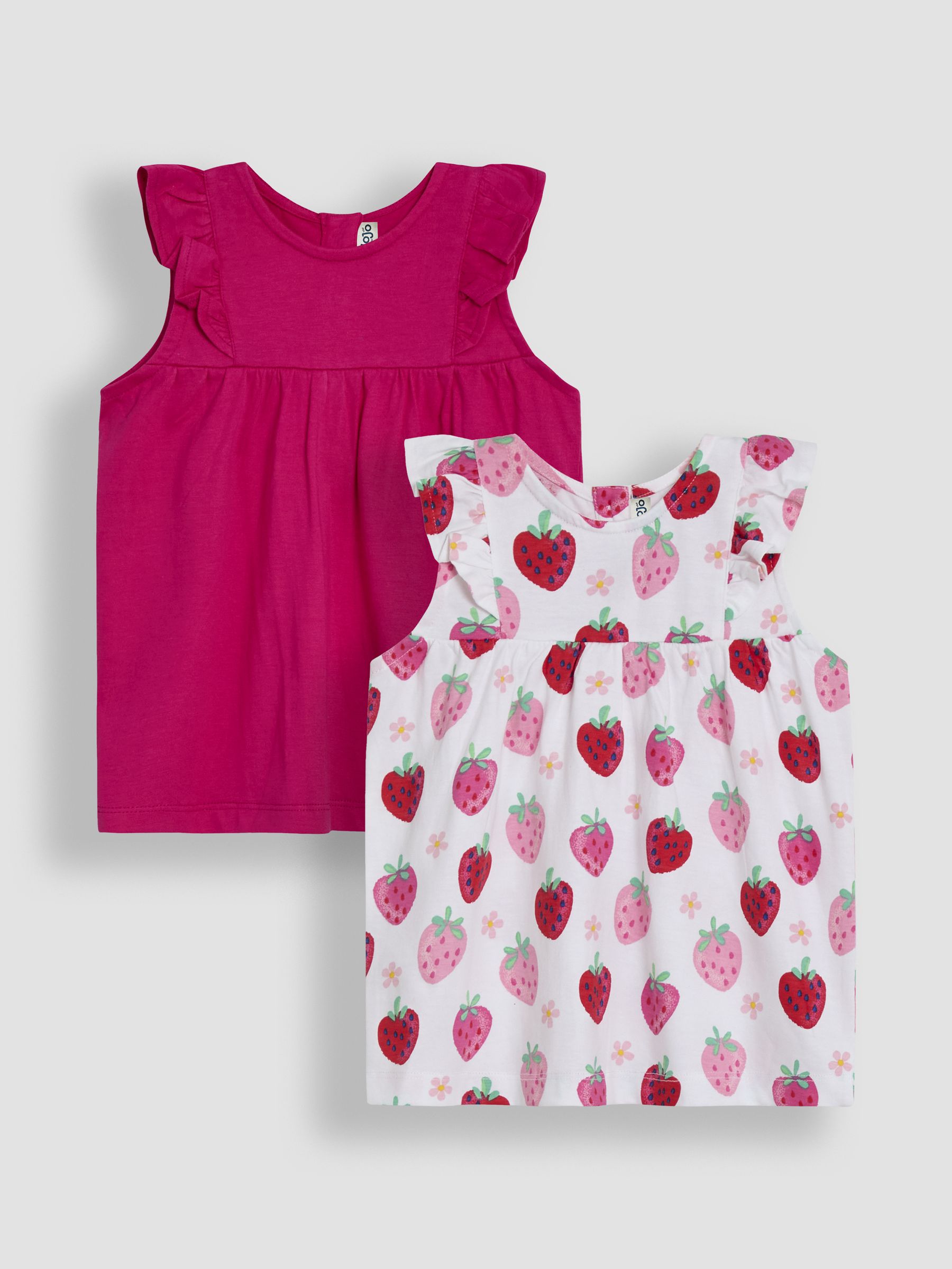 Pink Strawberry Floral 2-Pack Flutter Sleeve T-Shirts