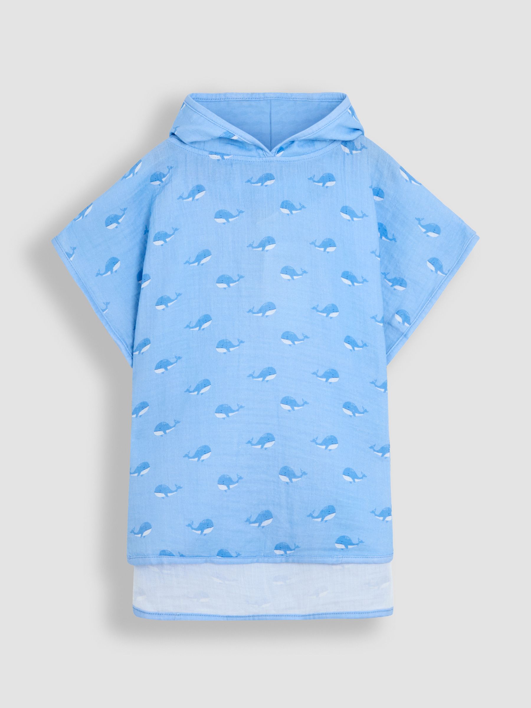 Blue 100% Cotton Whale Muslin Poncho