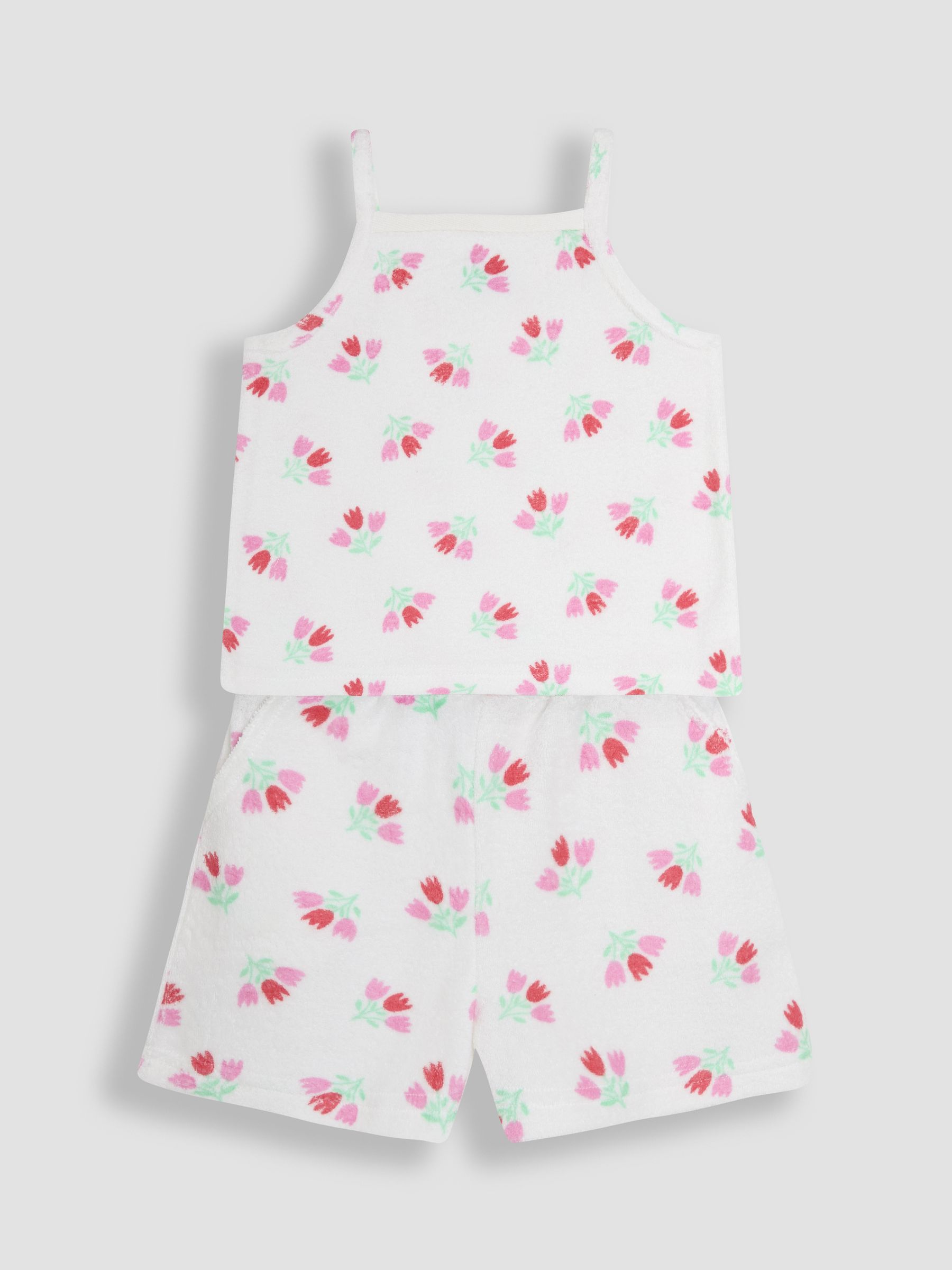 Pink Ditsy Floral Towelling Vest & Shorts Set 2 Piece