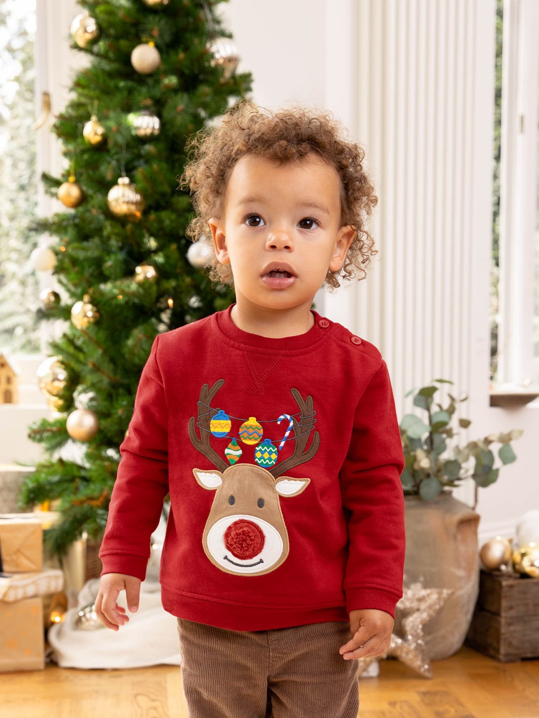 Red Reindeer Appliqué Sweatshirt