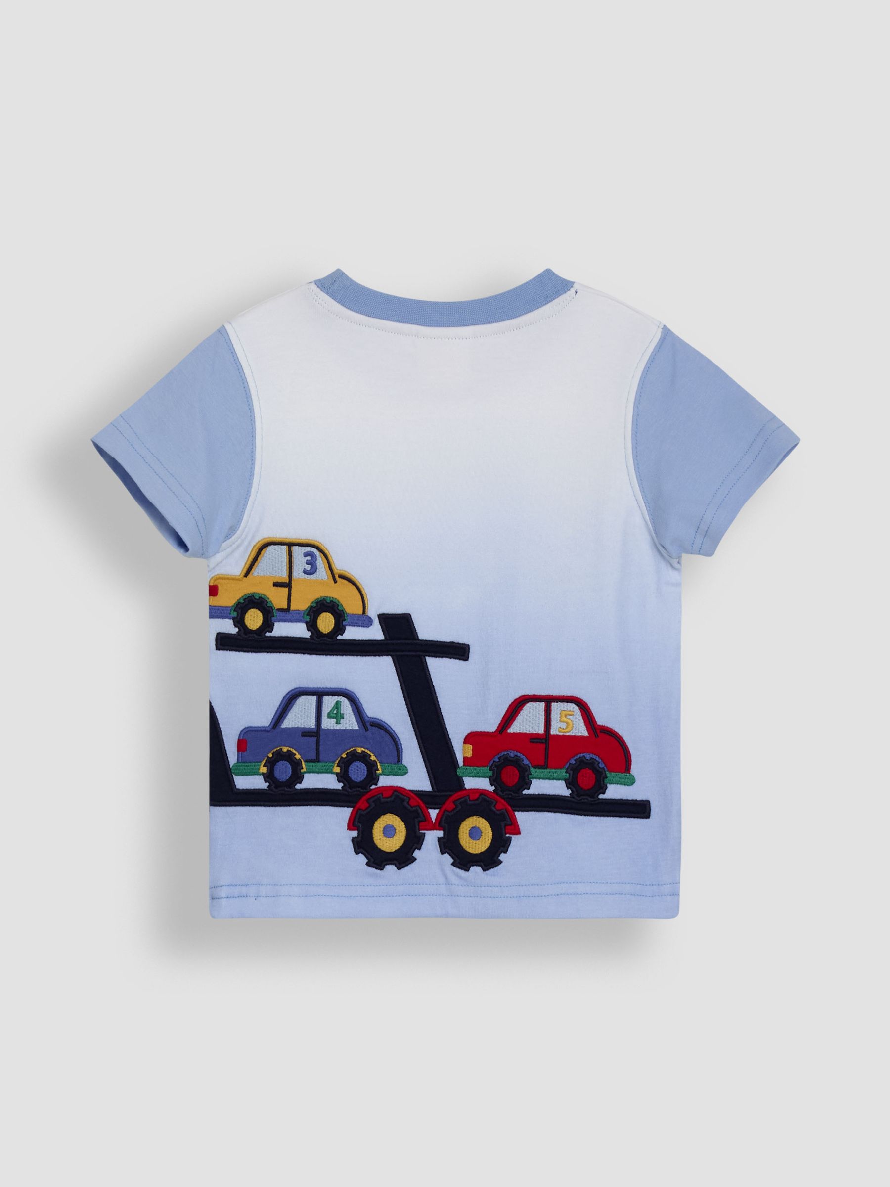 Blue Car Transporter Appliqué T-Shirt