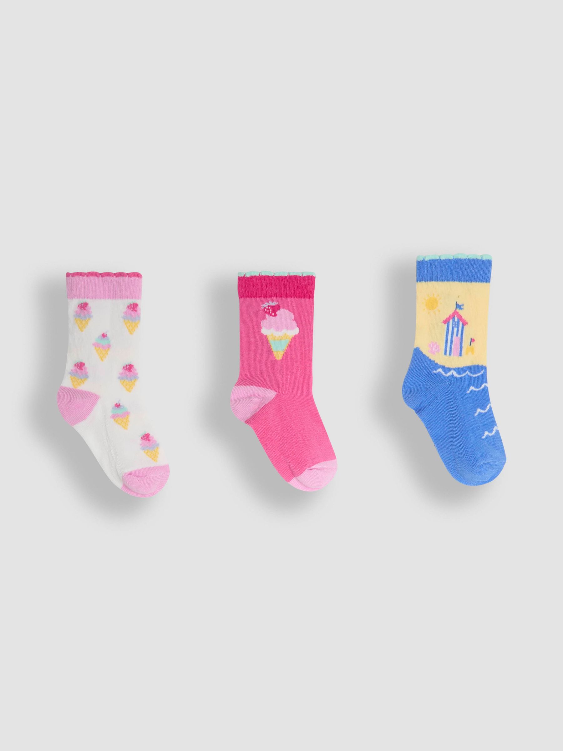 Pink 3-Pack Printed Socks