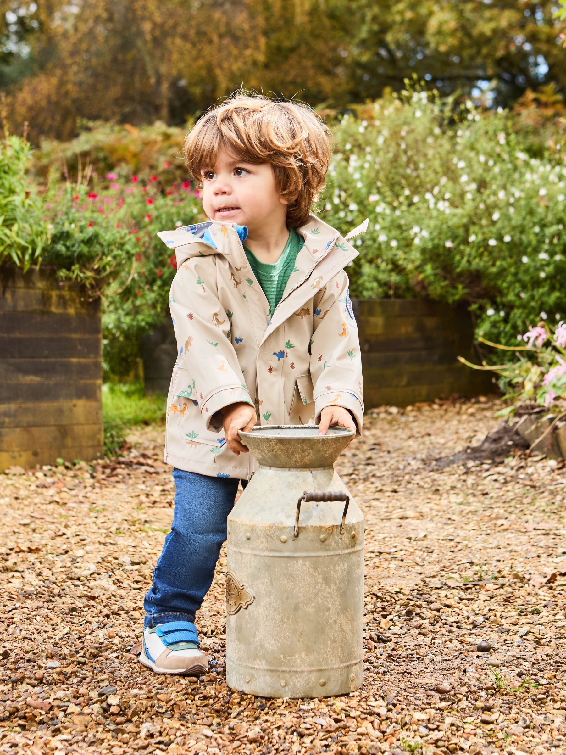 Natural Dinosaur Print Waterproof Jacket