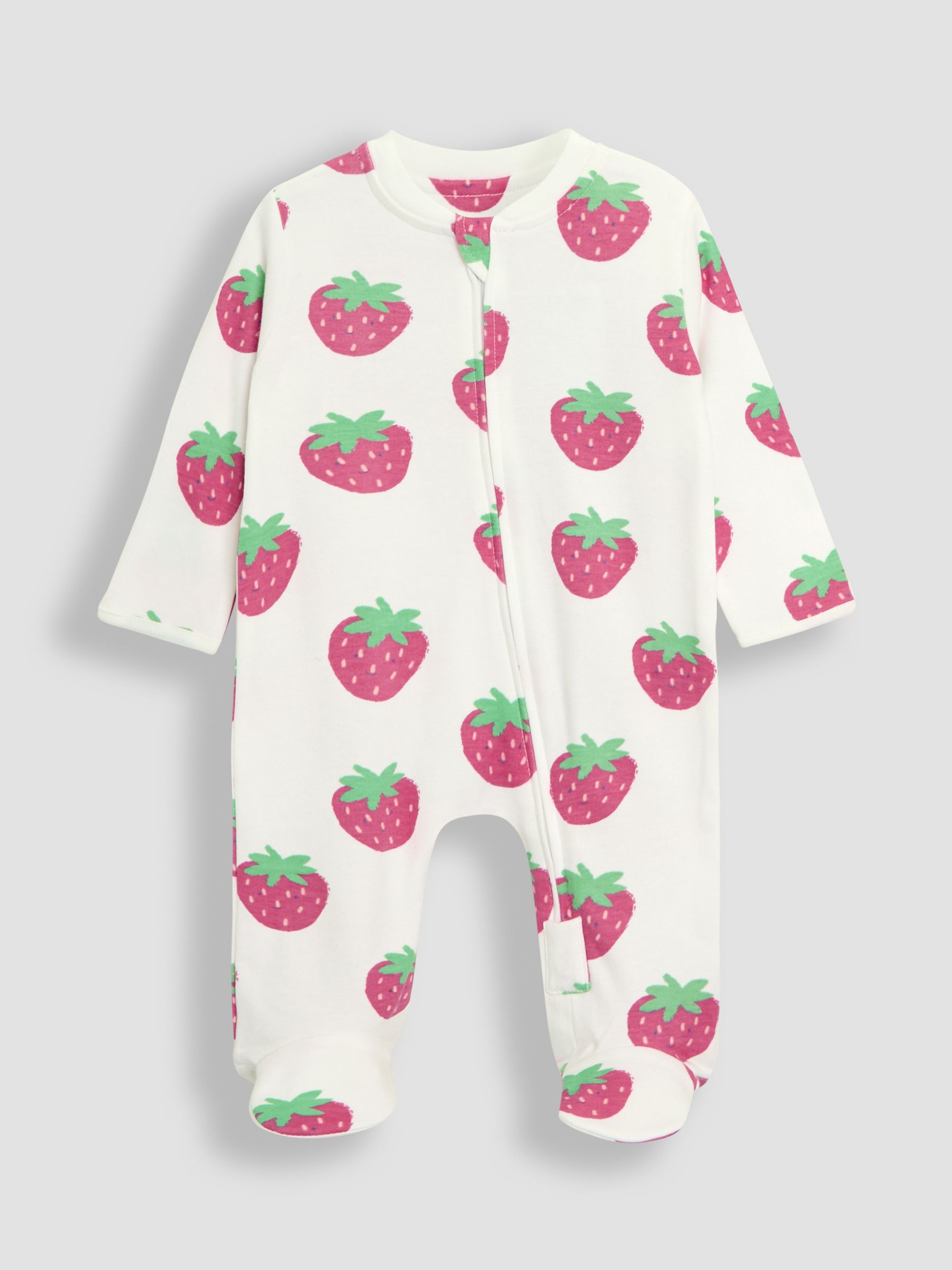White 2-Pack Strawberry Sleepsuit & Hat Set