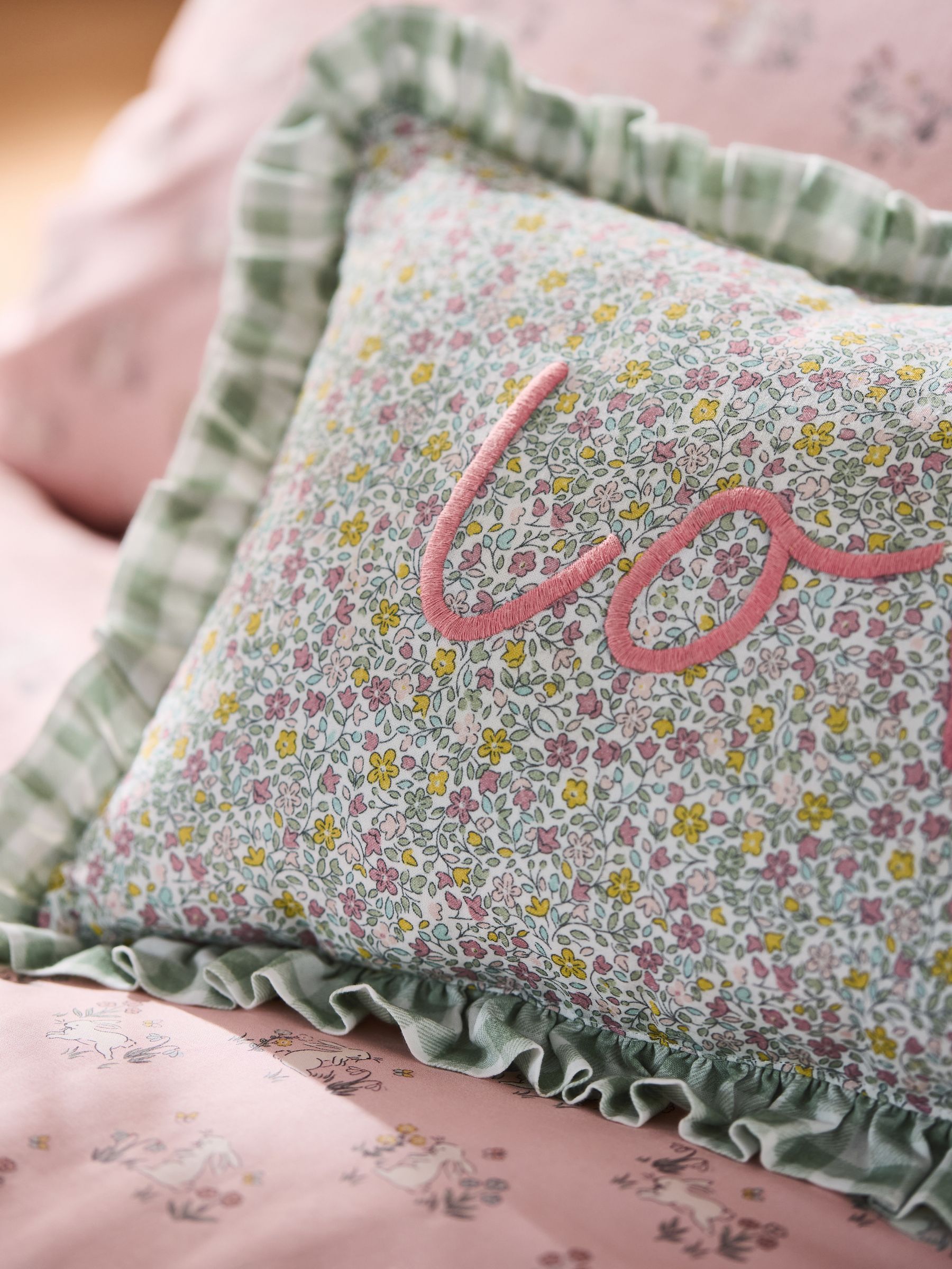 Floral Ditsy Love Frill Cushion