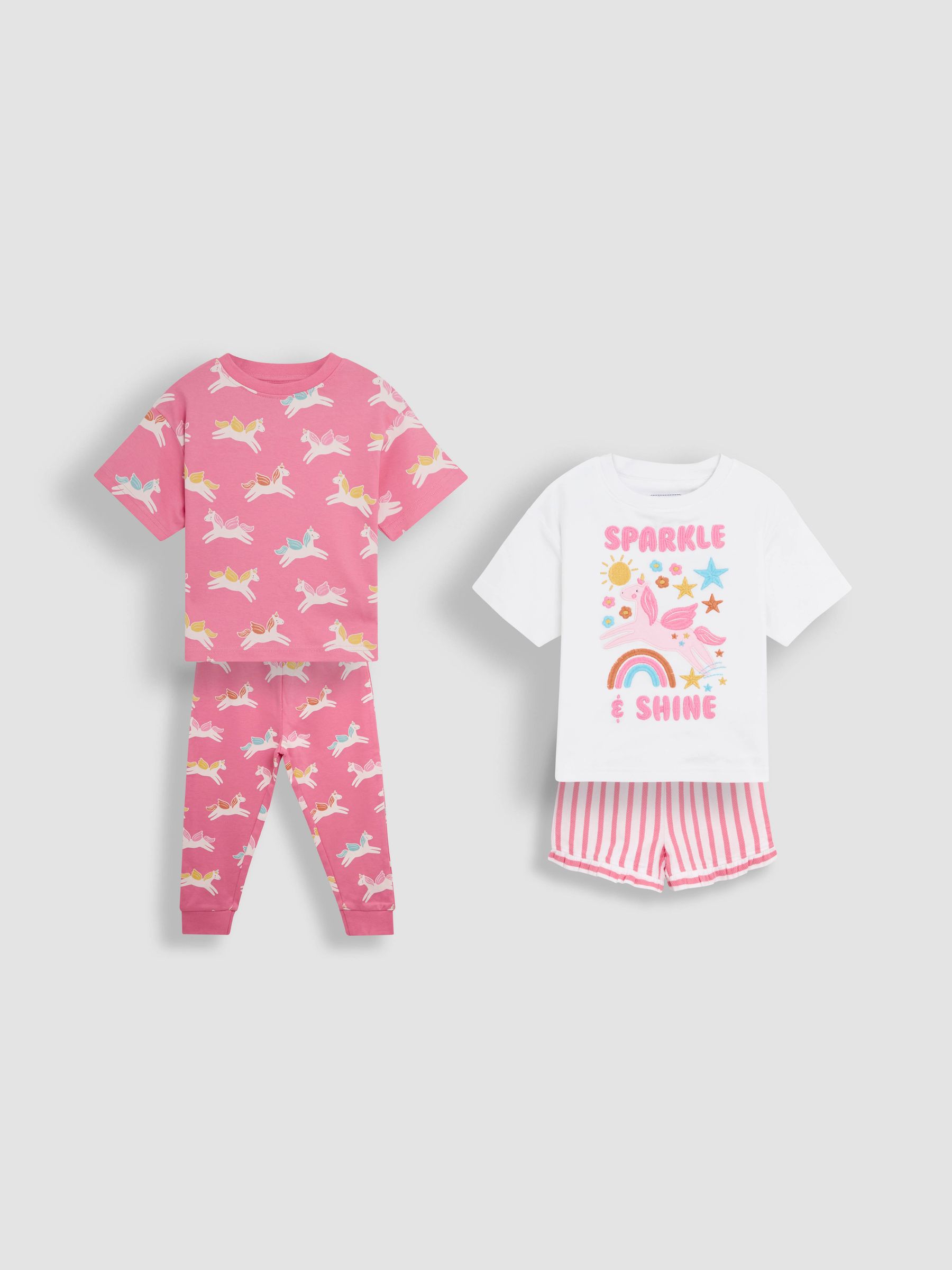 Pink 100% Cotton Print Jersey Pyjamas 2 Pack
