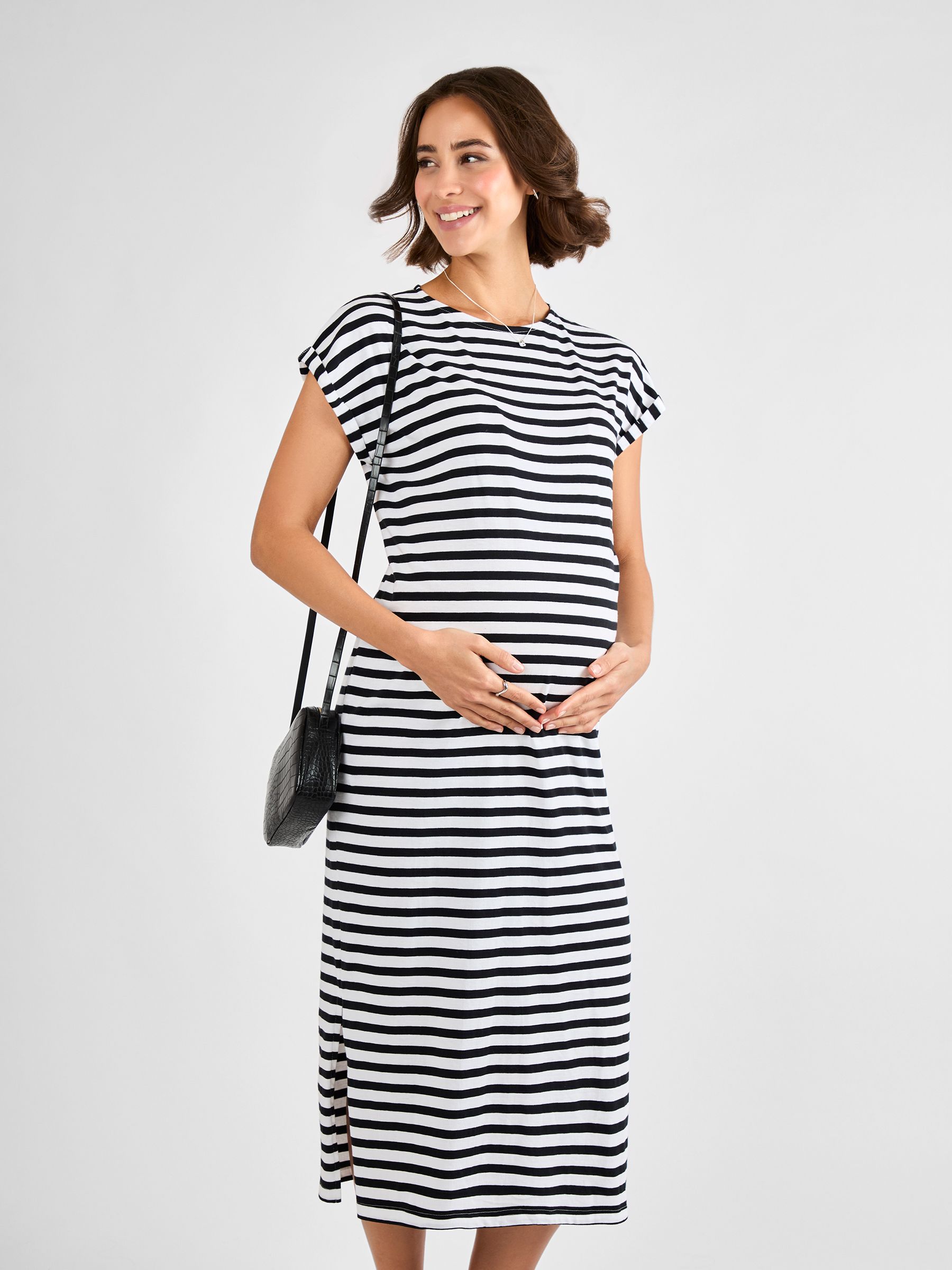 White Maternity Midi T-Shirt Dress