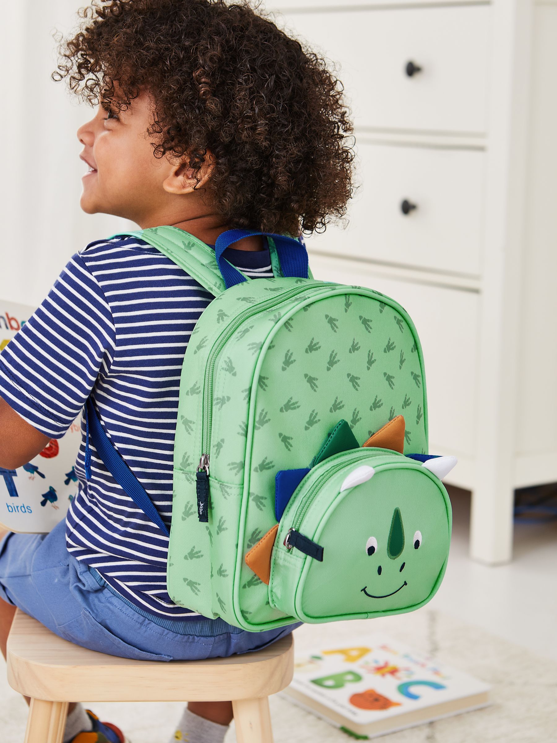 Green Personalised Green Dino Backpack