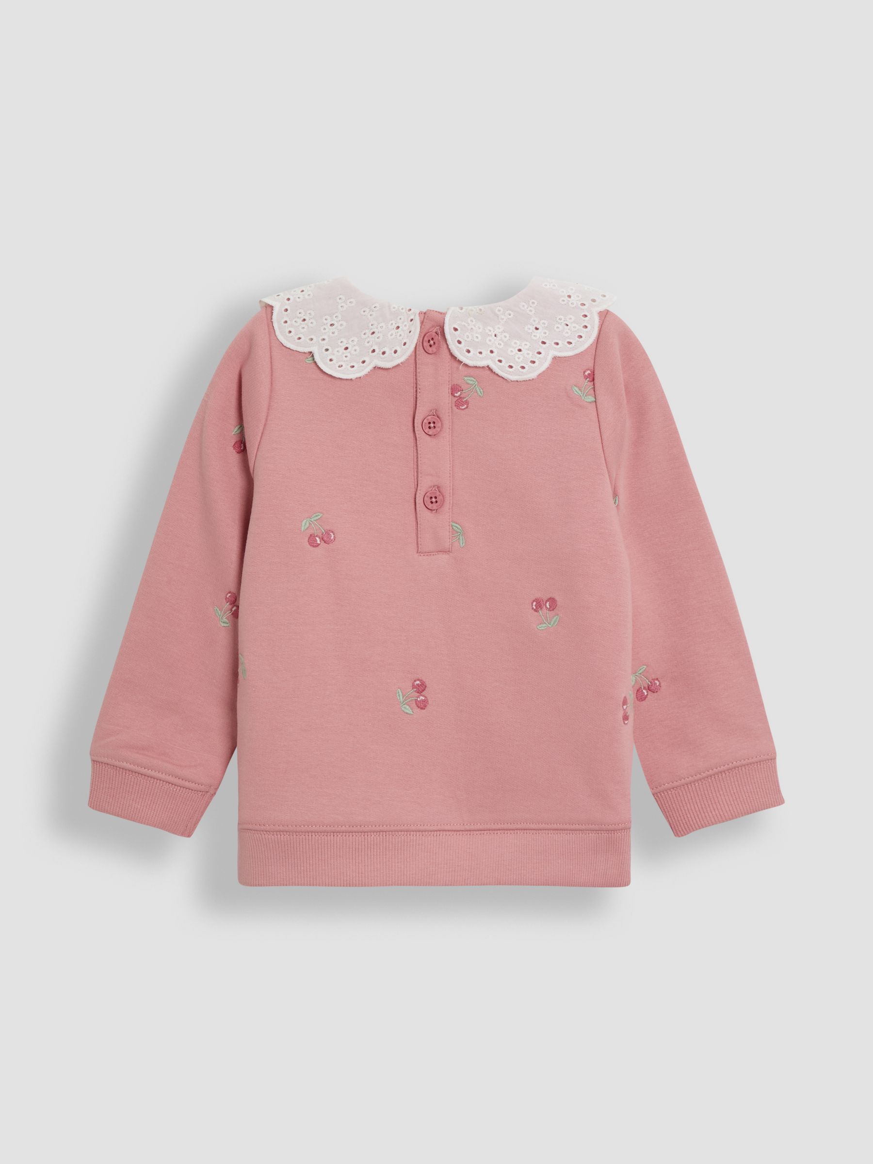Pink Cherry Broderie Collar Sweatshirt