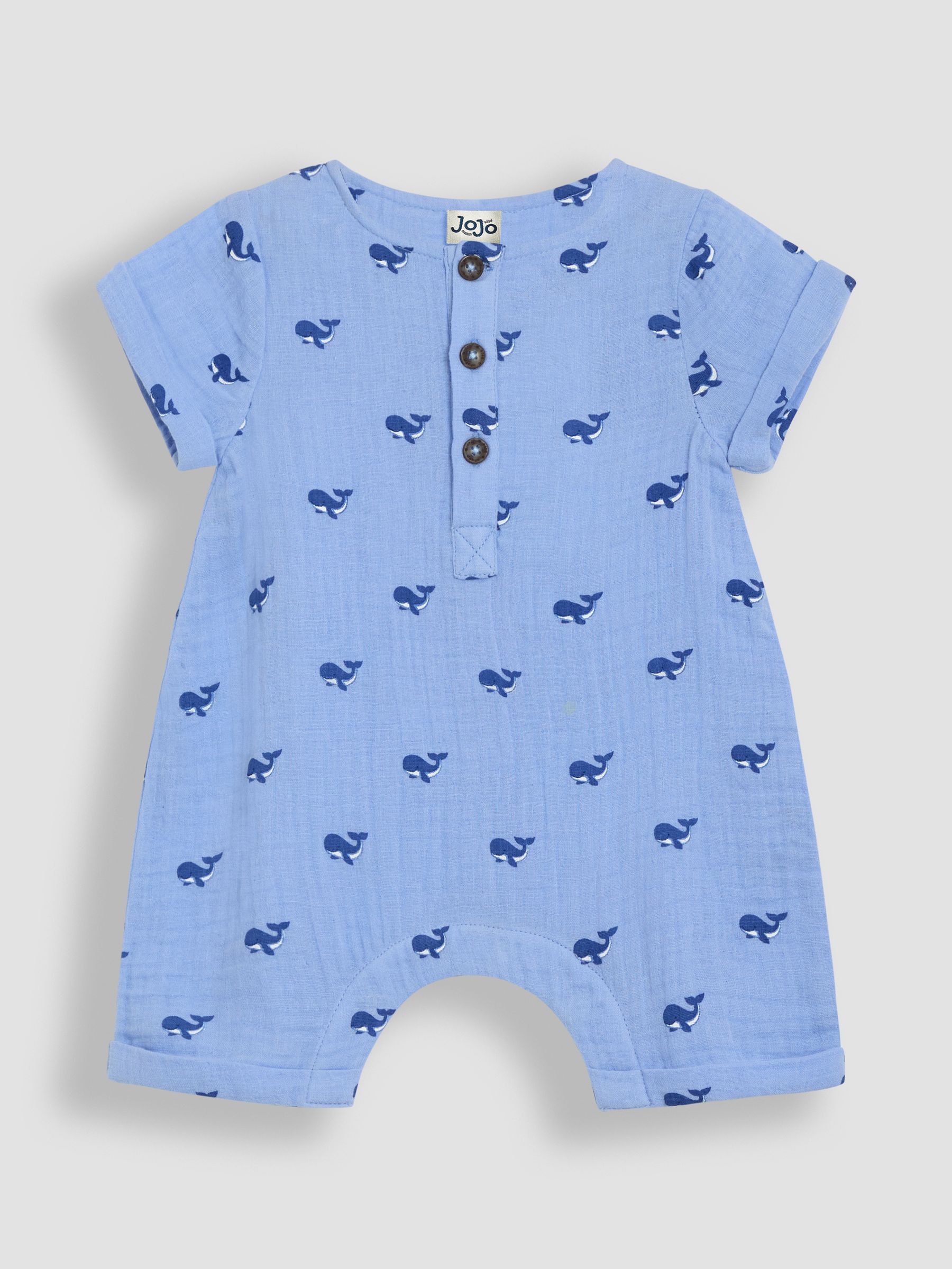 Blue Whale Cheesecloth Button Front Romper