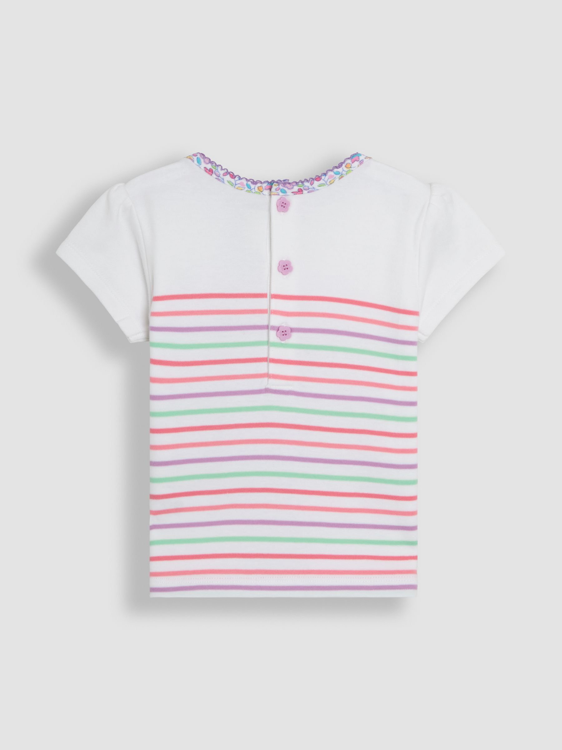 Coral Pink Flamingo Appliqué Pocket Breton T-Shirt