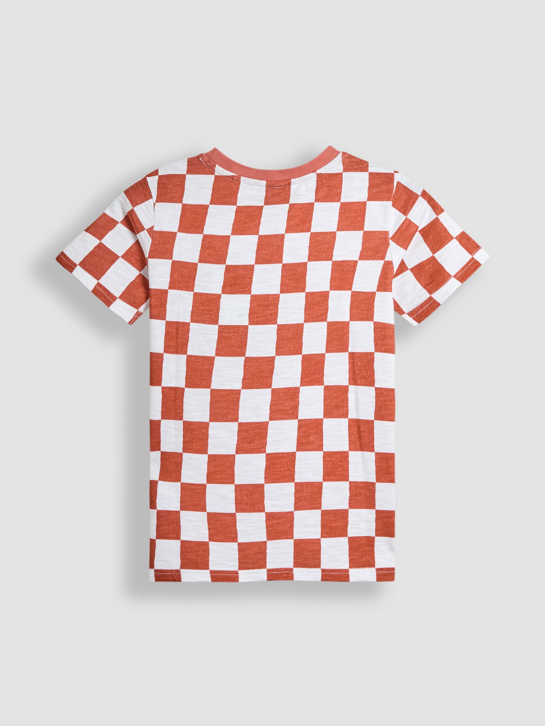 Rust Nasa Graphic Print Checkerboard T-Shirt