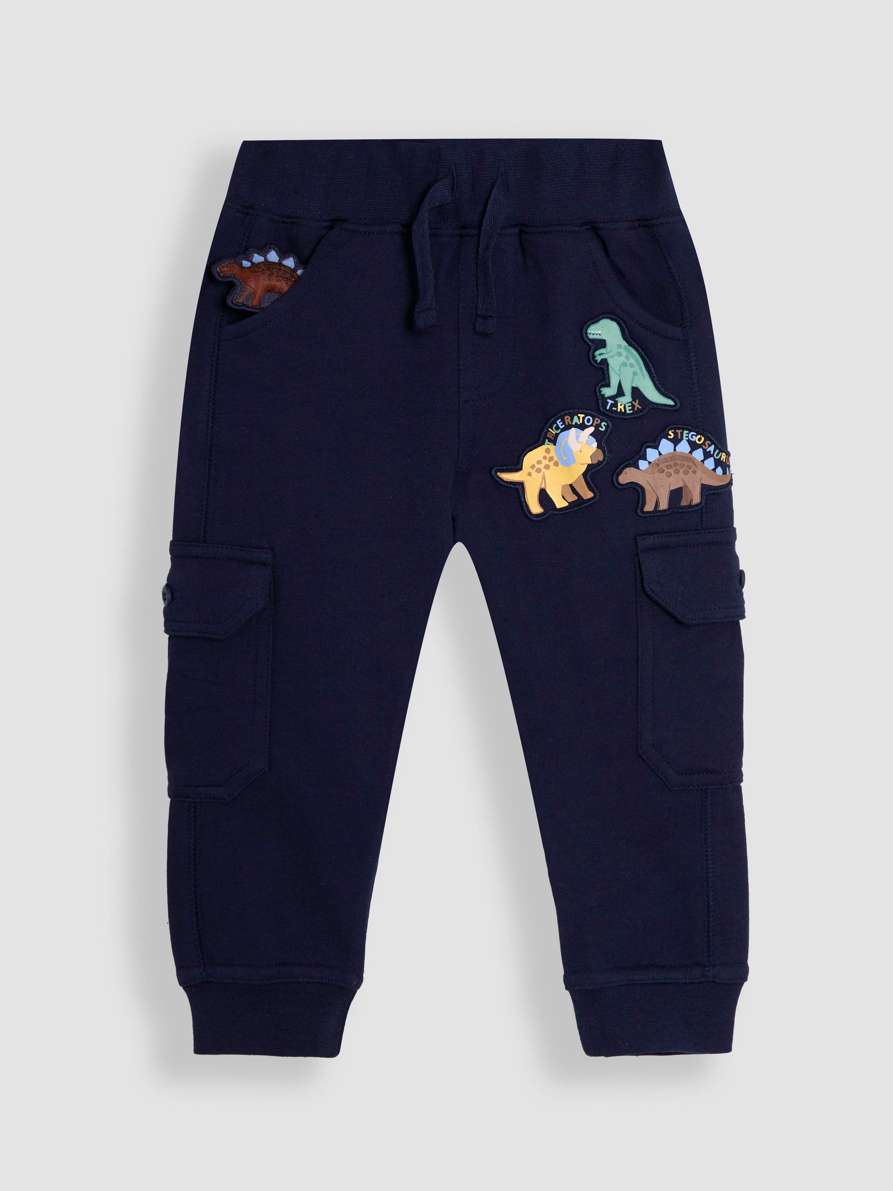 Navy Blue Dinosaur Badge Cargo Joggers