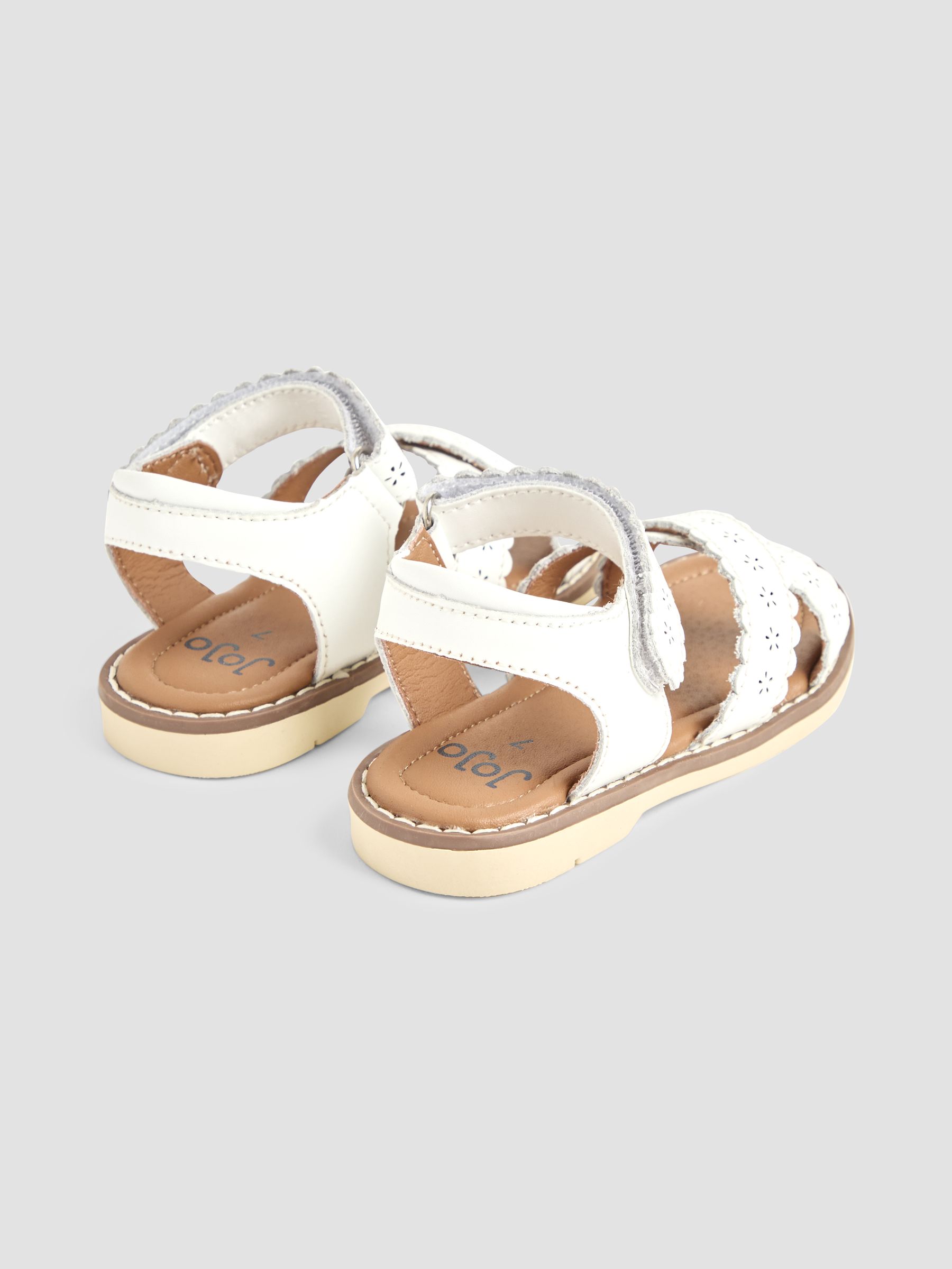 White Cross-Over Leather Sandals