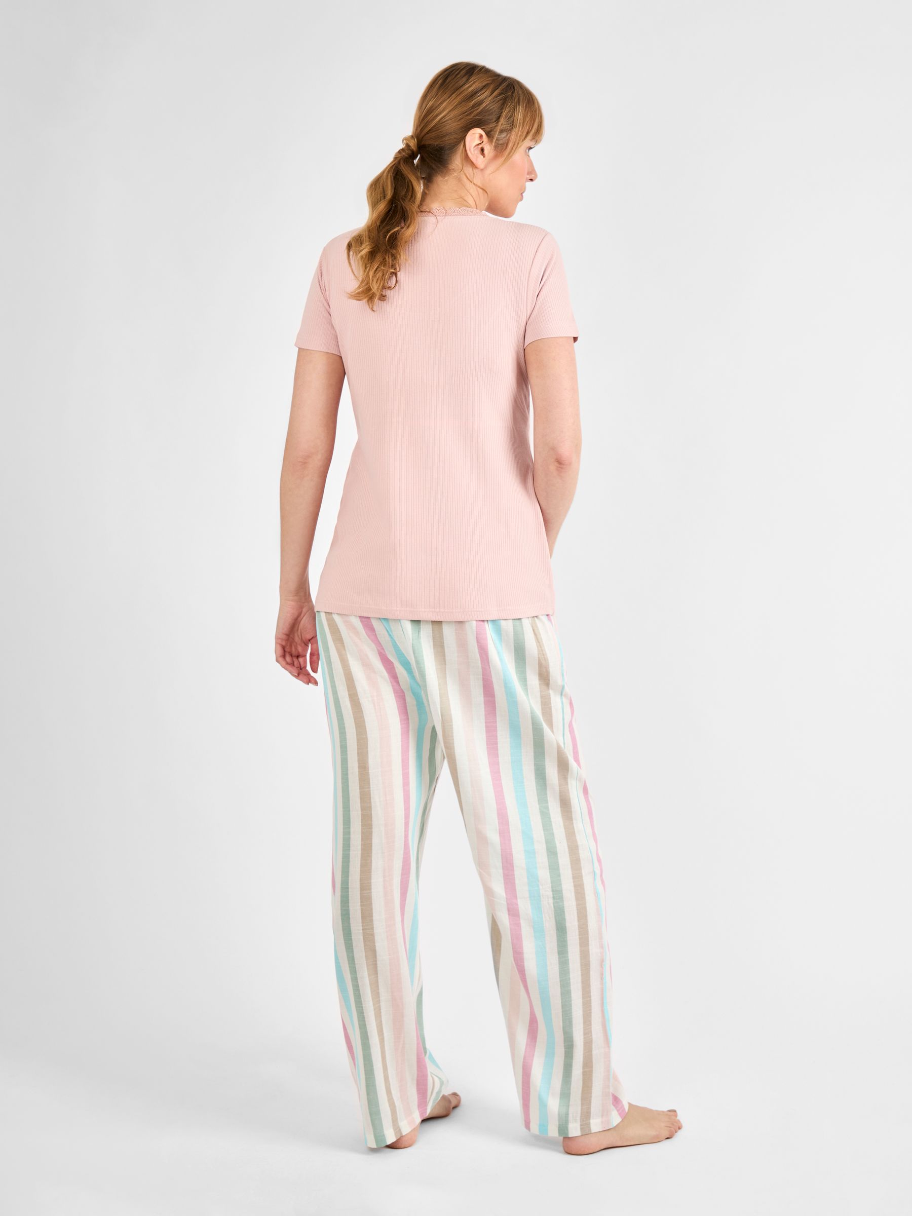 Pink Maternity Stripe and Nursing Pyjamas Set