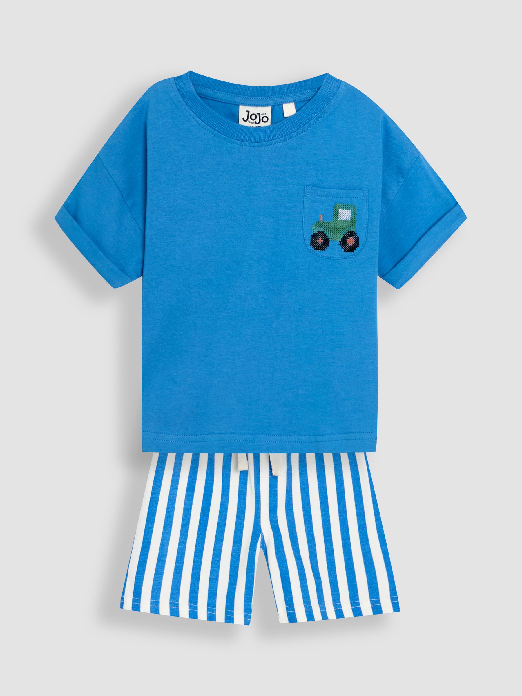 Stone 100% Cotton T-Shirt and Stripe Shorts Set 2 Piece