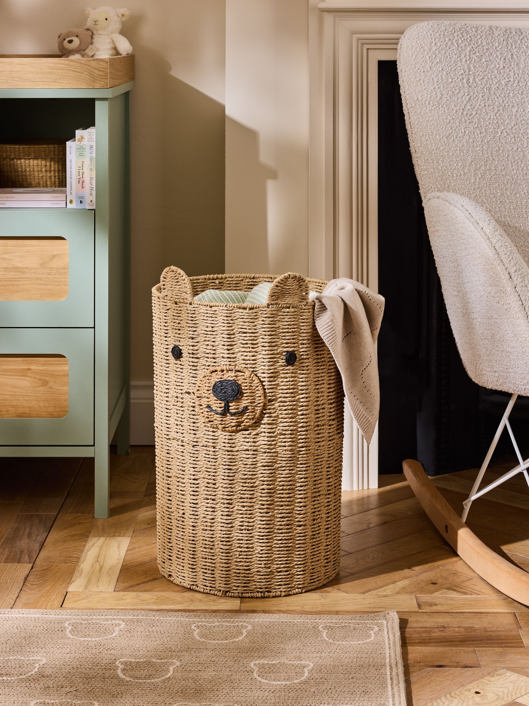 Natural Bear Woven Laundry Basket
