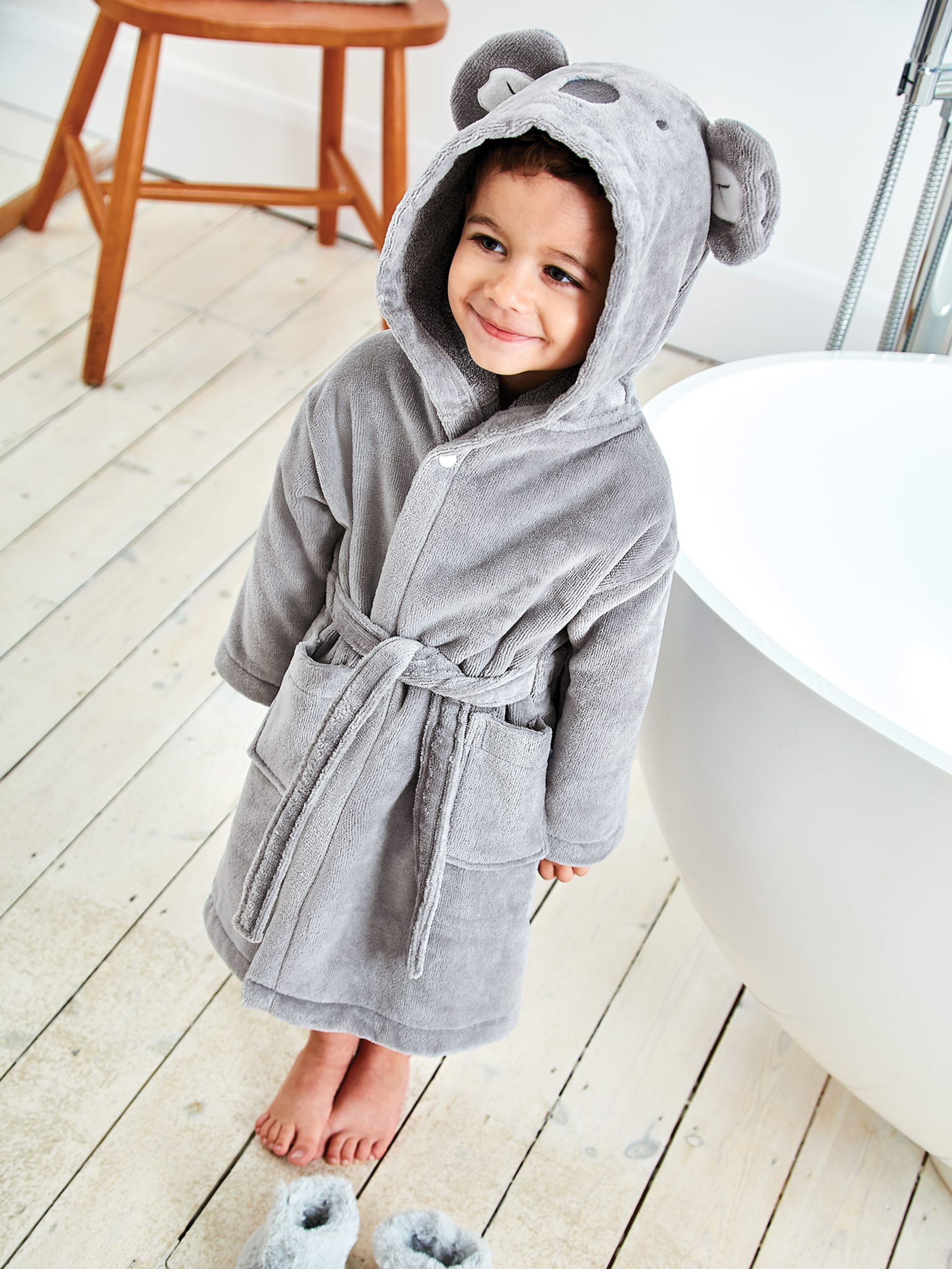Personalised Koala Cotton Dressing Gown in Grey