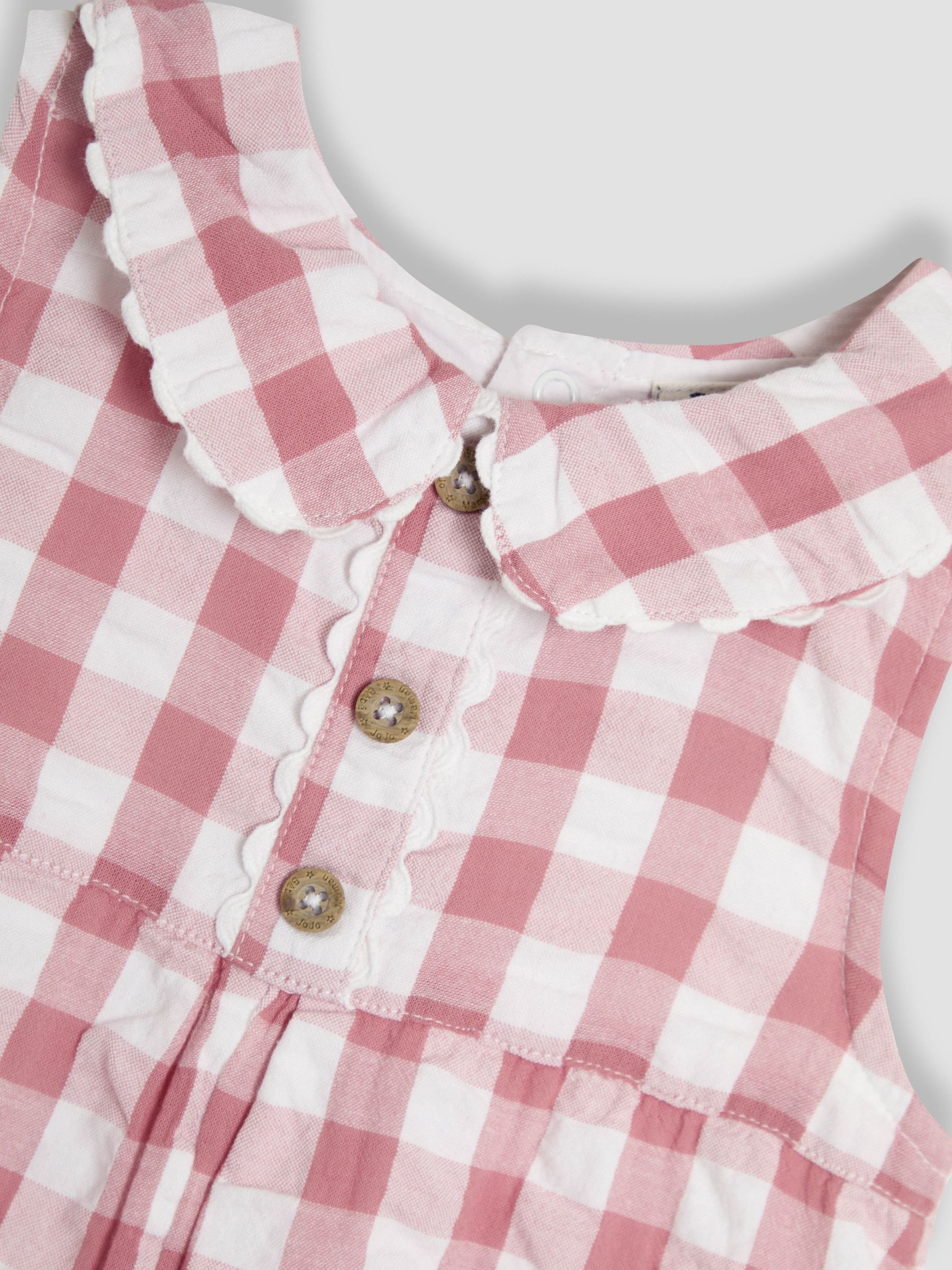 Pink Gingham Peter Pan Collar Dungarees