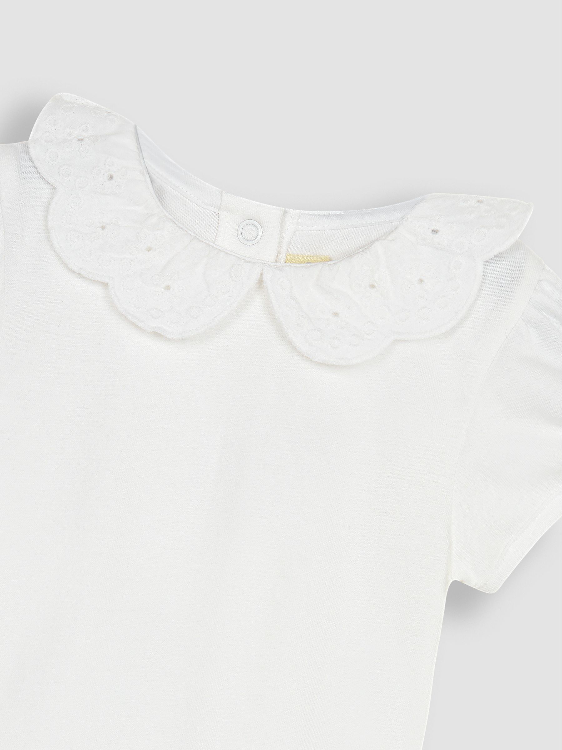 White Broderie Scallop Collar Bodysuit