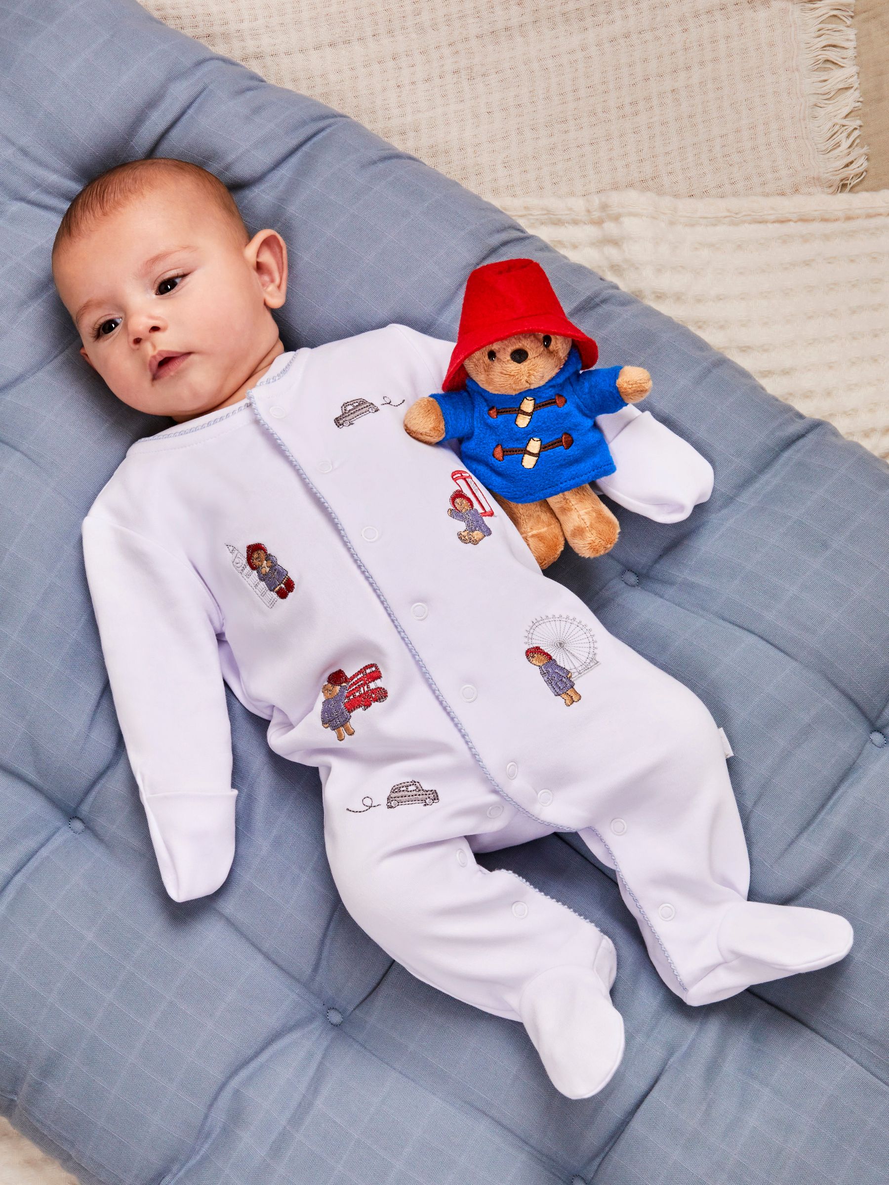 White Paddington Embroidered Sleepsuit & Hat Set
