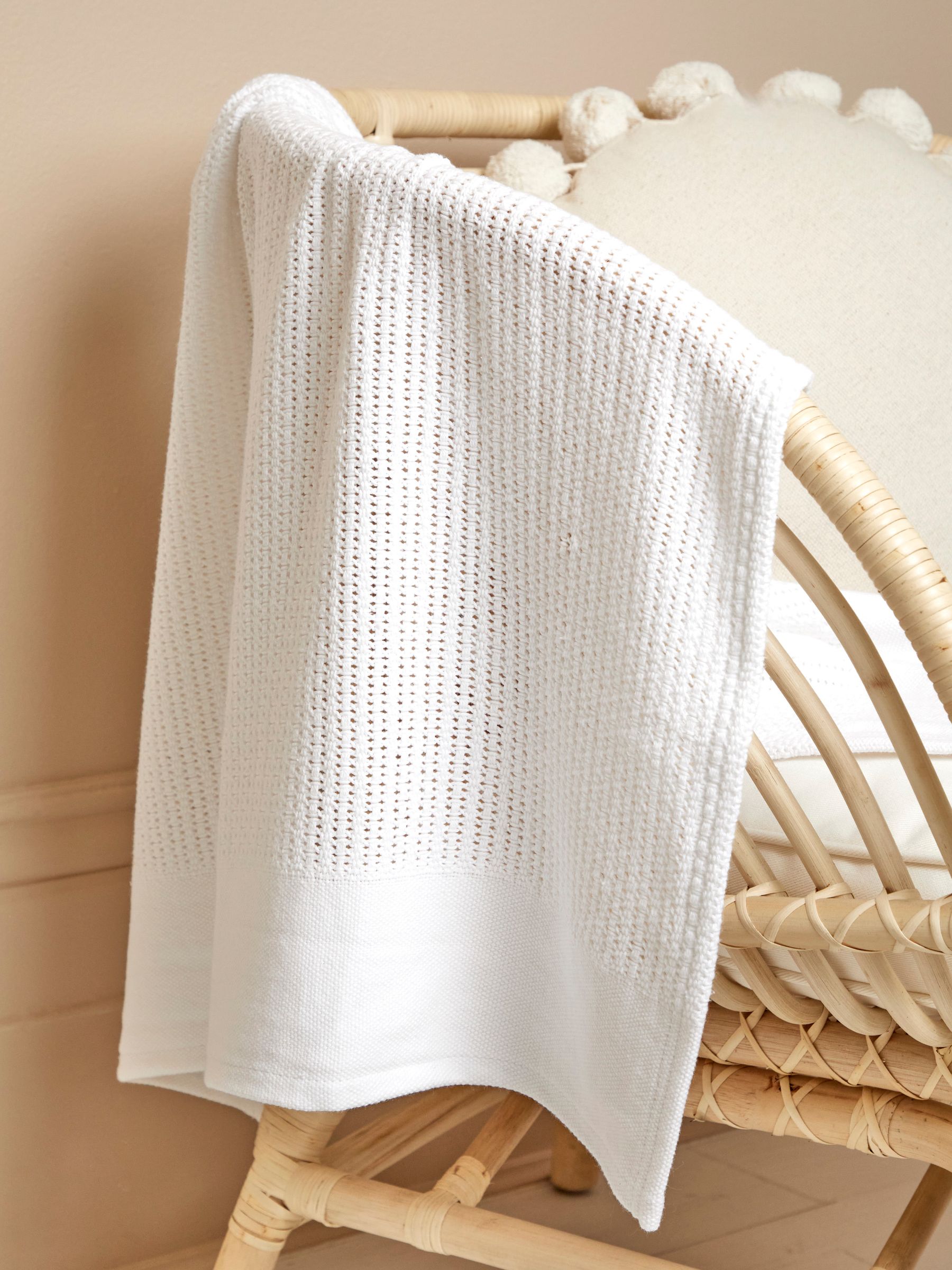 Personalised White Woven Cellular Blanket