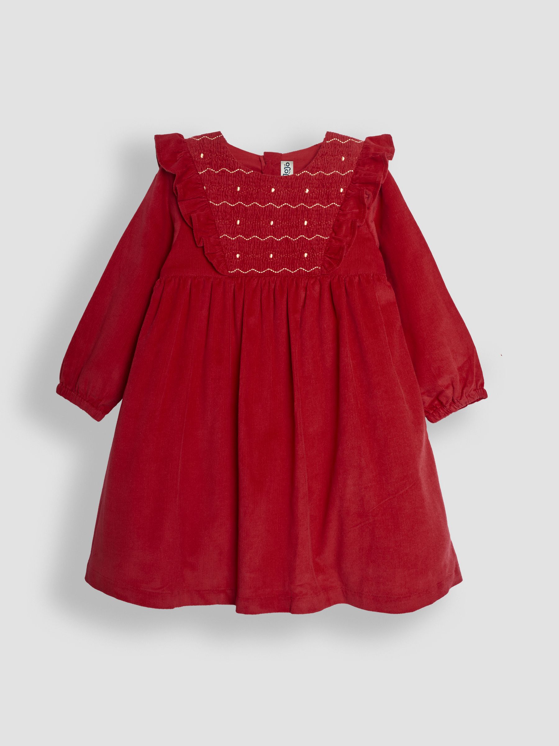 Red Cord Smocked Frill Party Dress