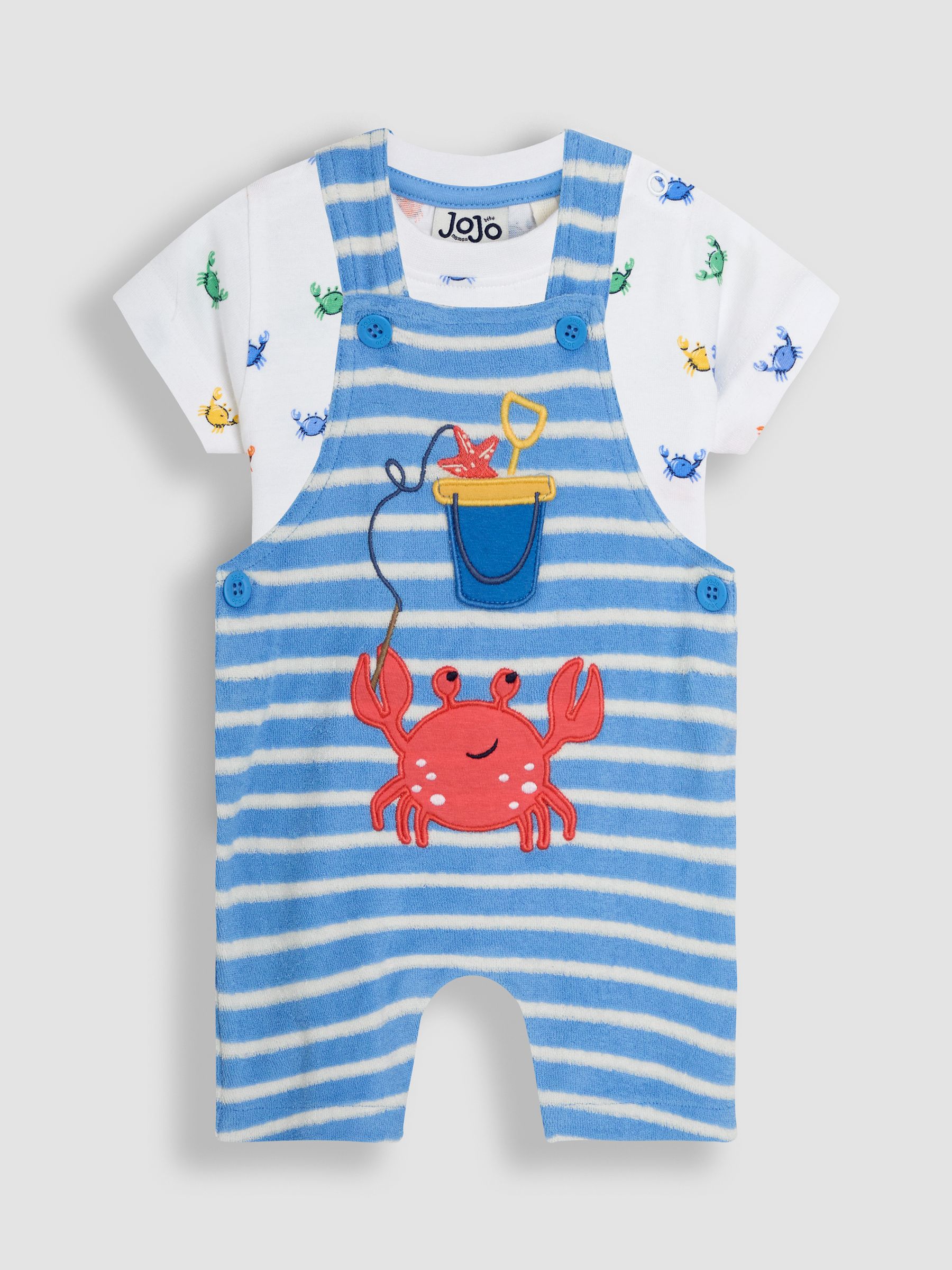 Blue Crab 2-Piece Appliqué Dungarees & T-Shirt Set