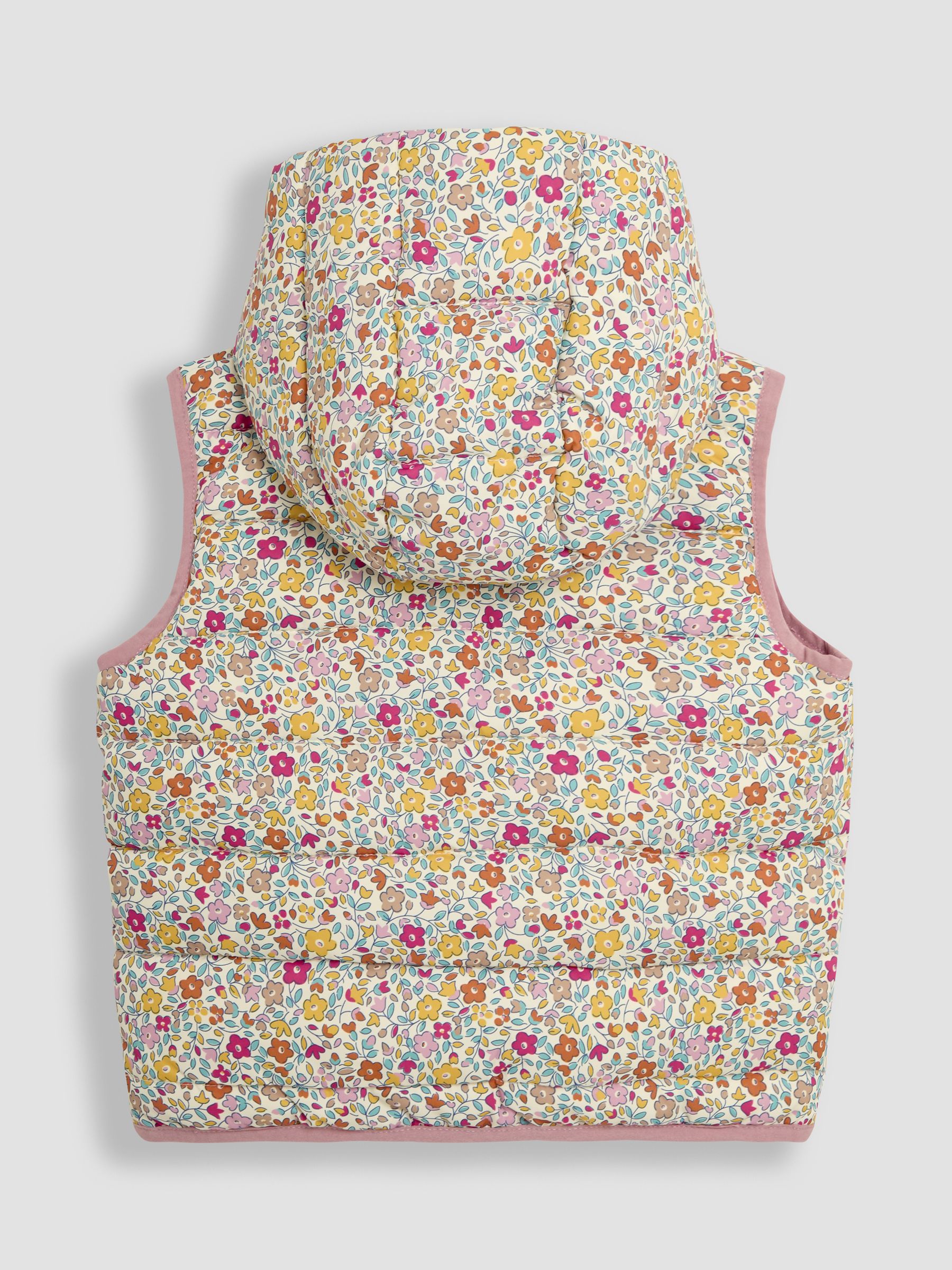 Cream Floral Quilted Puffer Gilet