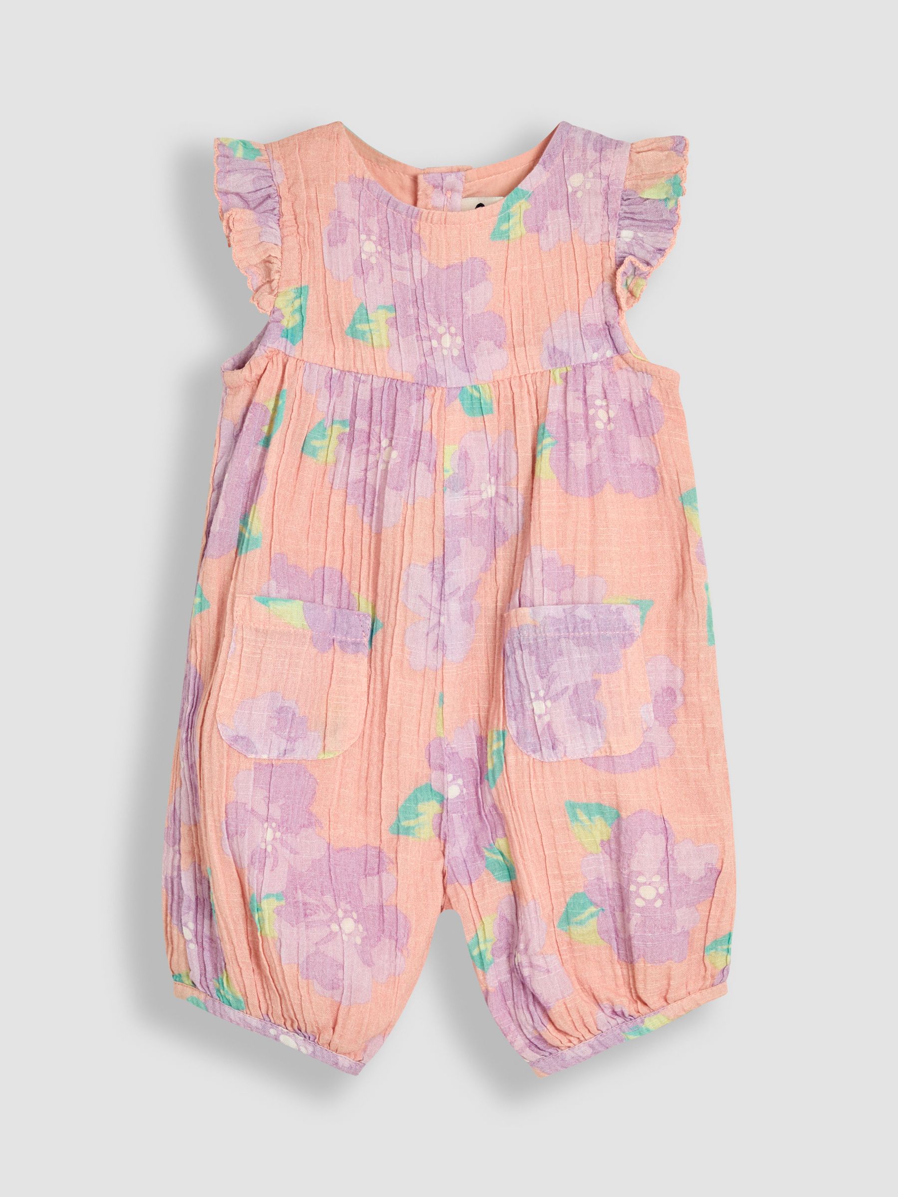 White Floral Pretty Ruffle Shoulder Sunsuit with Headband
