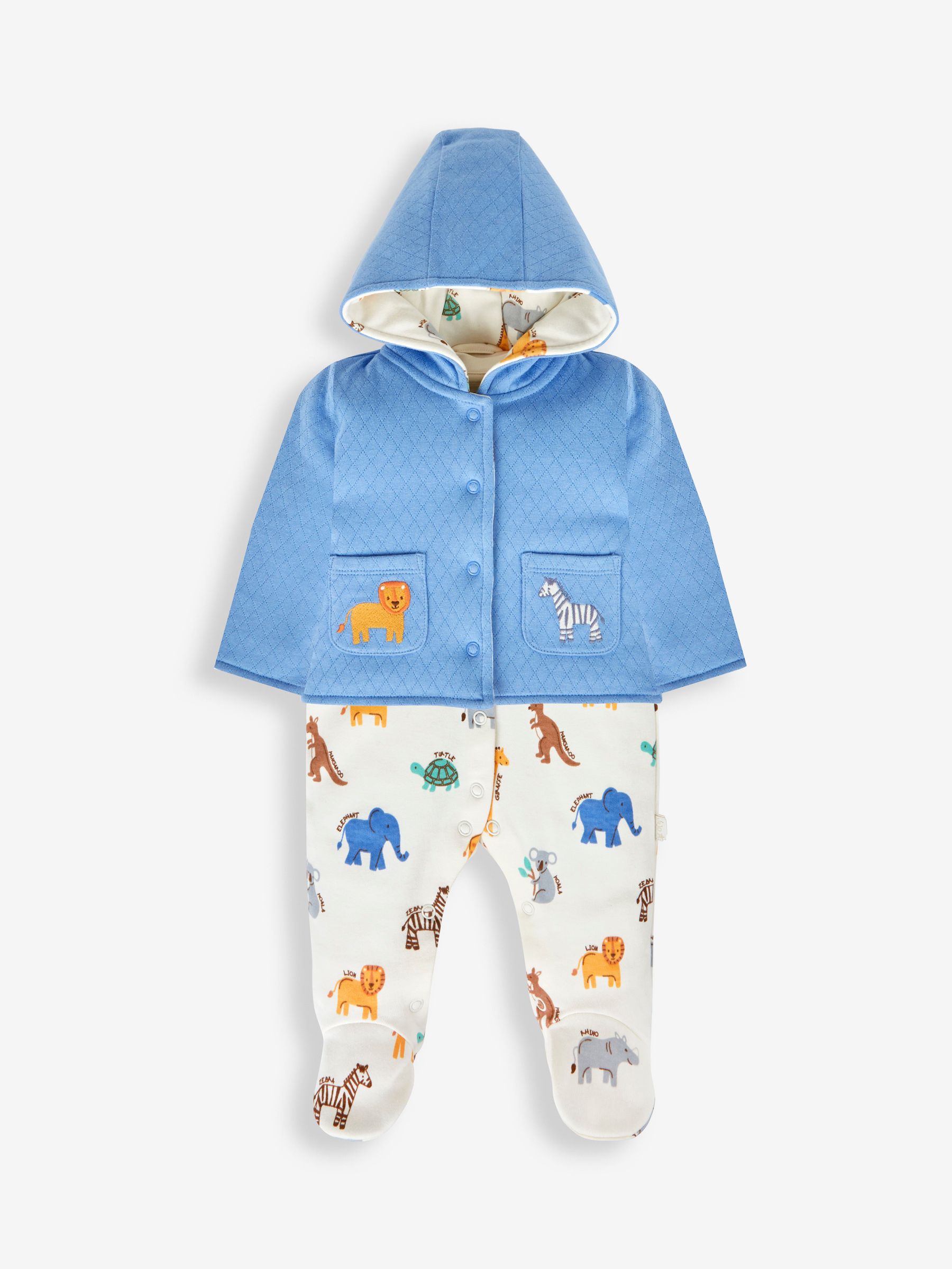 Blue 2-Piece Safari Sleepsuit & Jacket Set