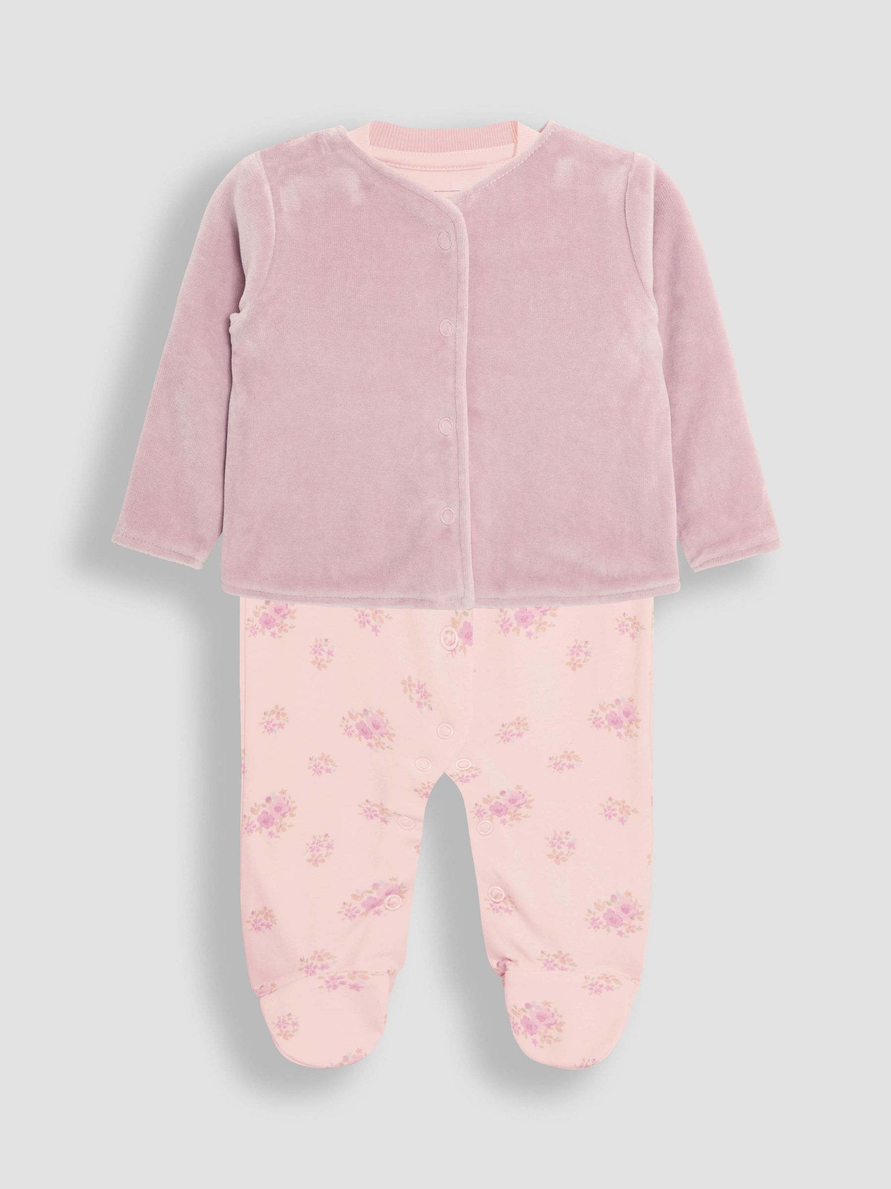 Floral 2-Piece Footed Sleepsuit & Velour Jacket Set