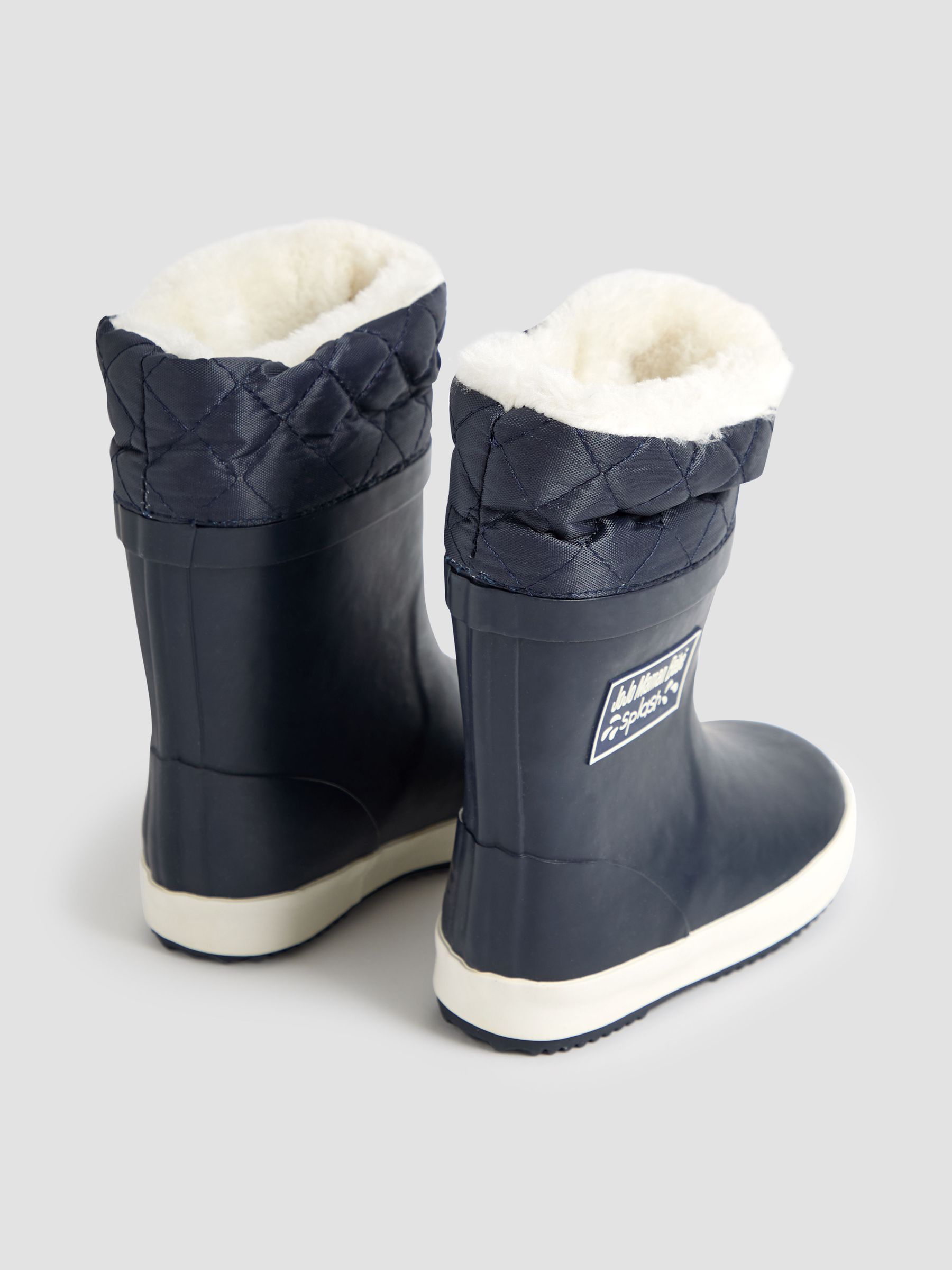 Navy Blue Cosy Lined Drawstring Top Wellies