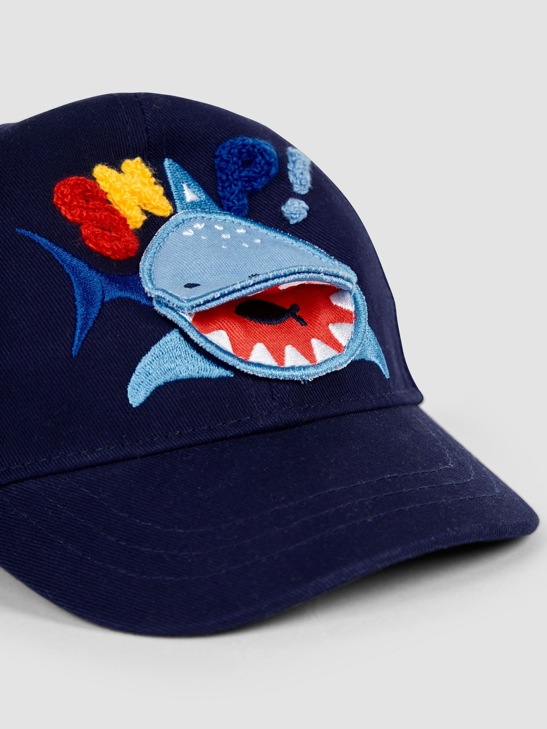 Navy Shark Appliqué Cap