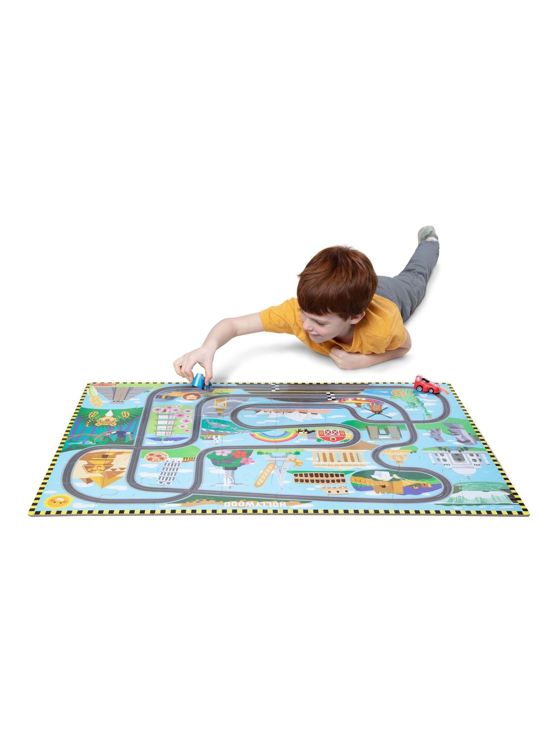 Melissa & Doug Race Track Floor Puzzle Play Set