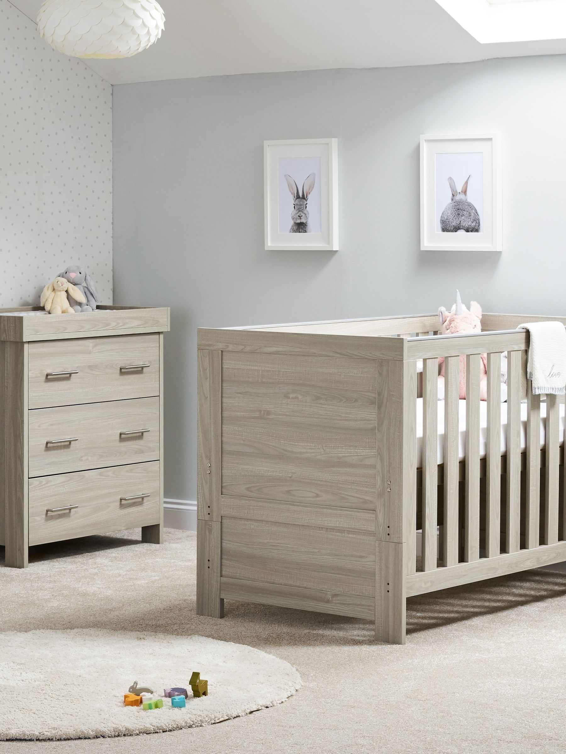 Obaby Grey Wash Nika Nursery Furniture Set 2 Piece
