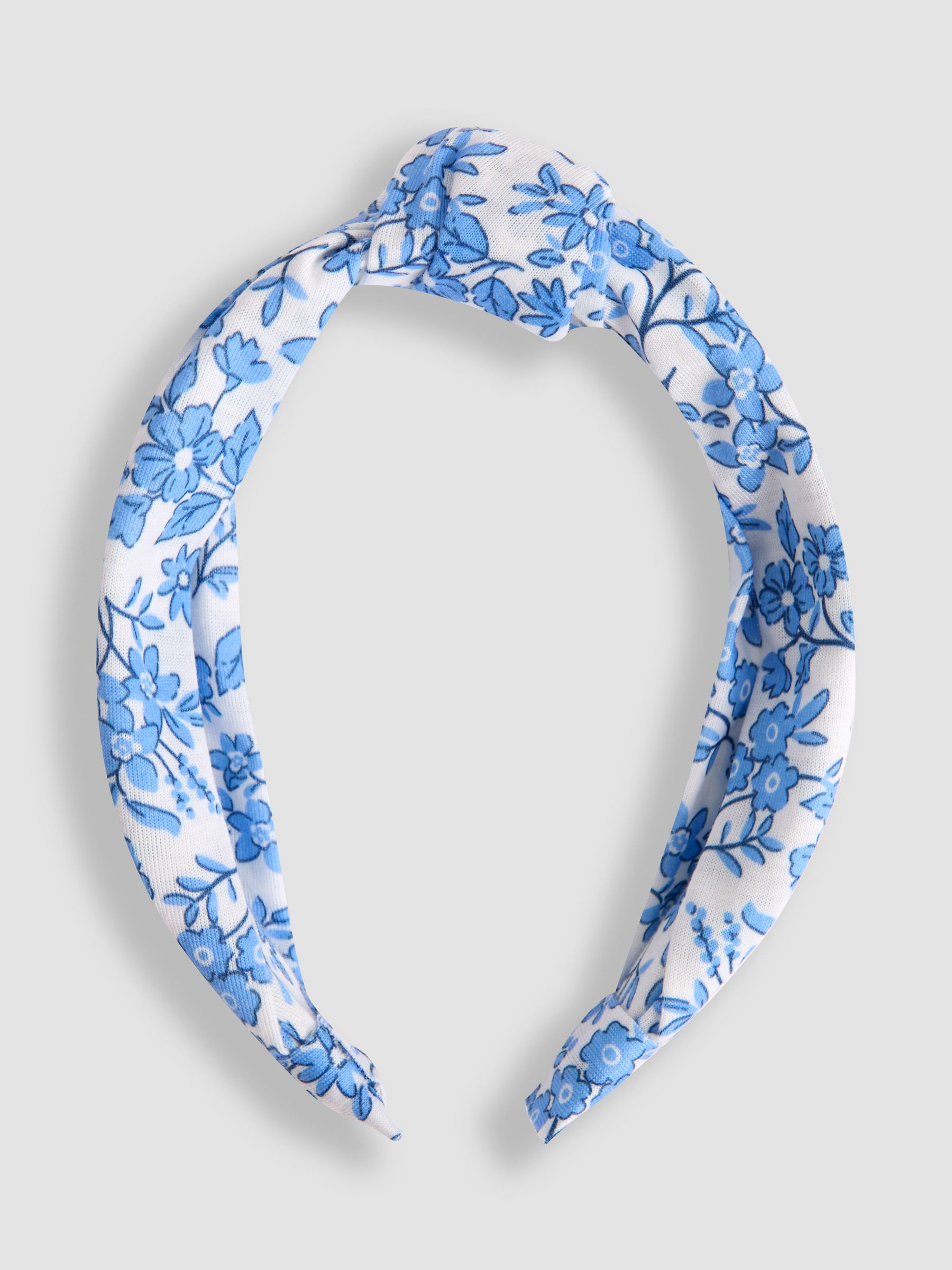 Blue Floral Print Knot Headband