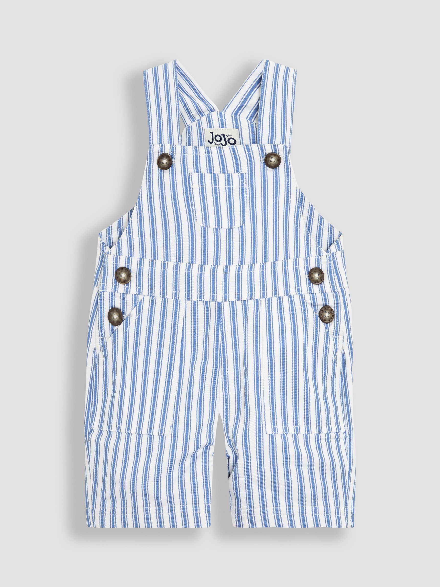 Blue Striped 100% Cotton Dungarees