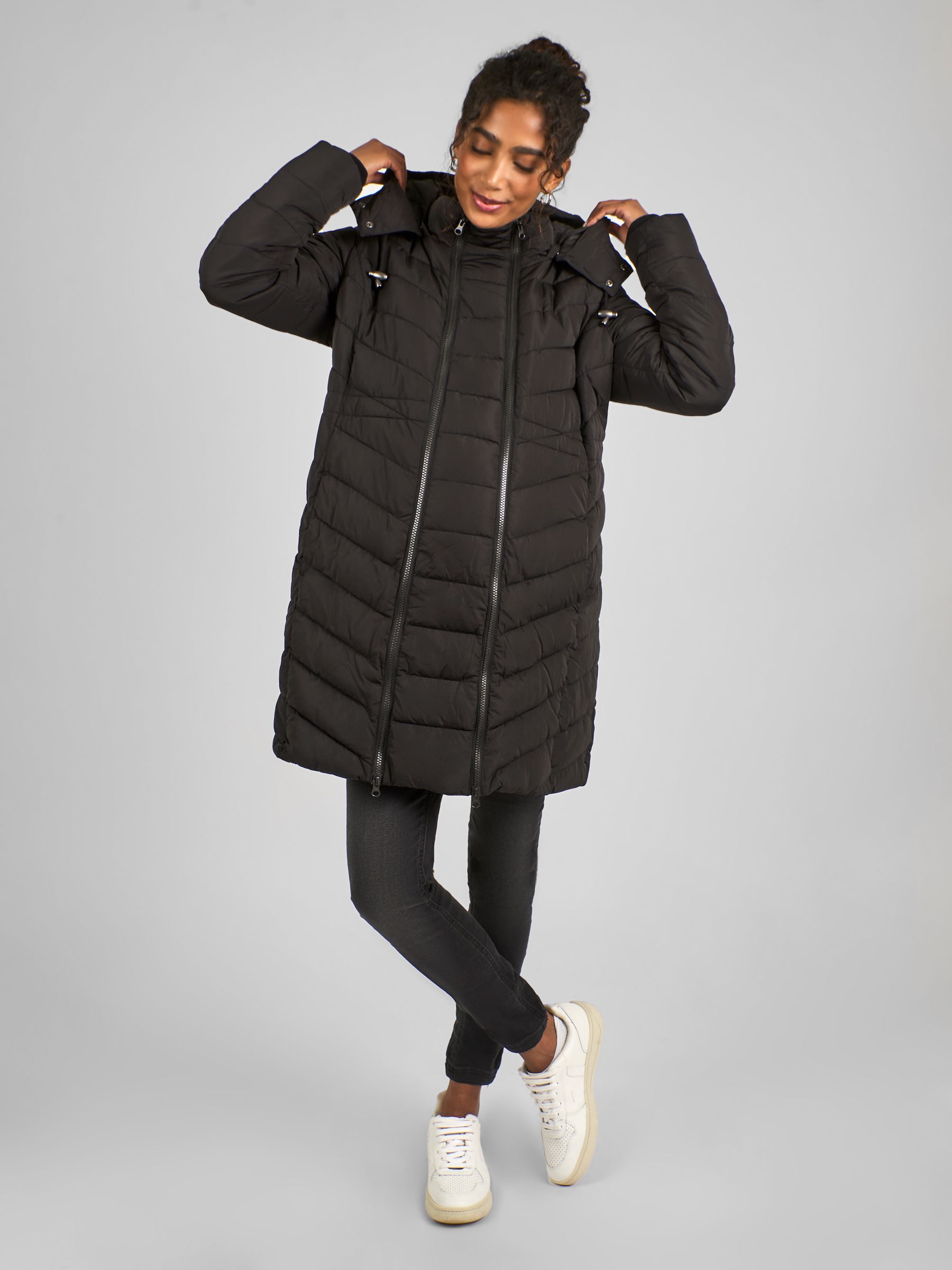 Black 2-in-1 Maternity Puffer Coat