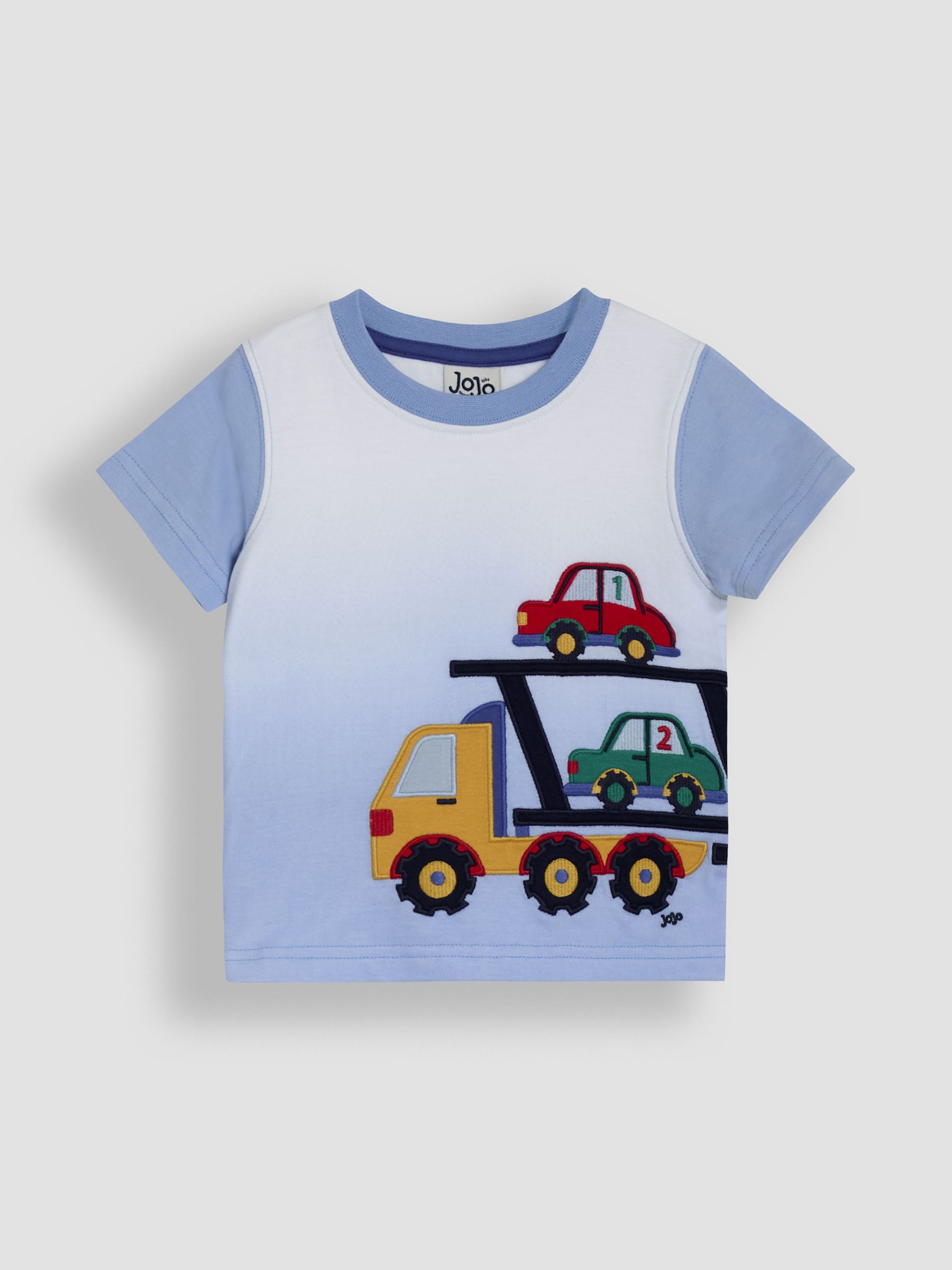 Blue Car Transporter Appliqué T-Shirt