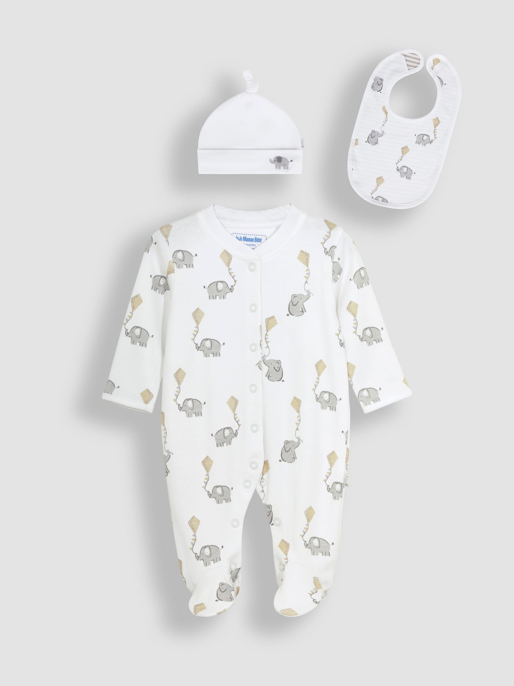 3-Pack Sleepsuit, Hat & Bib Set in White