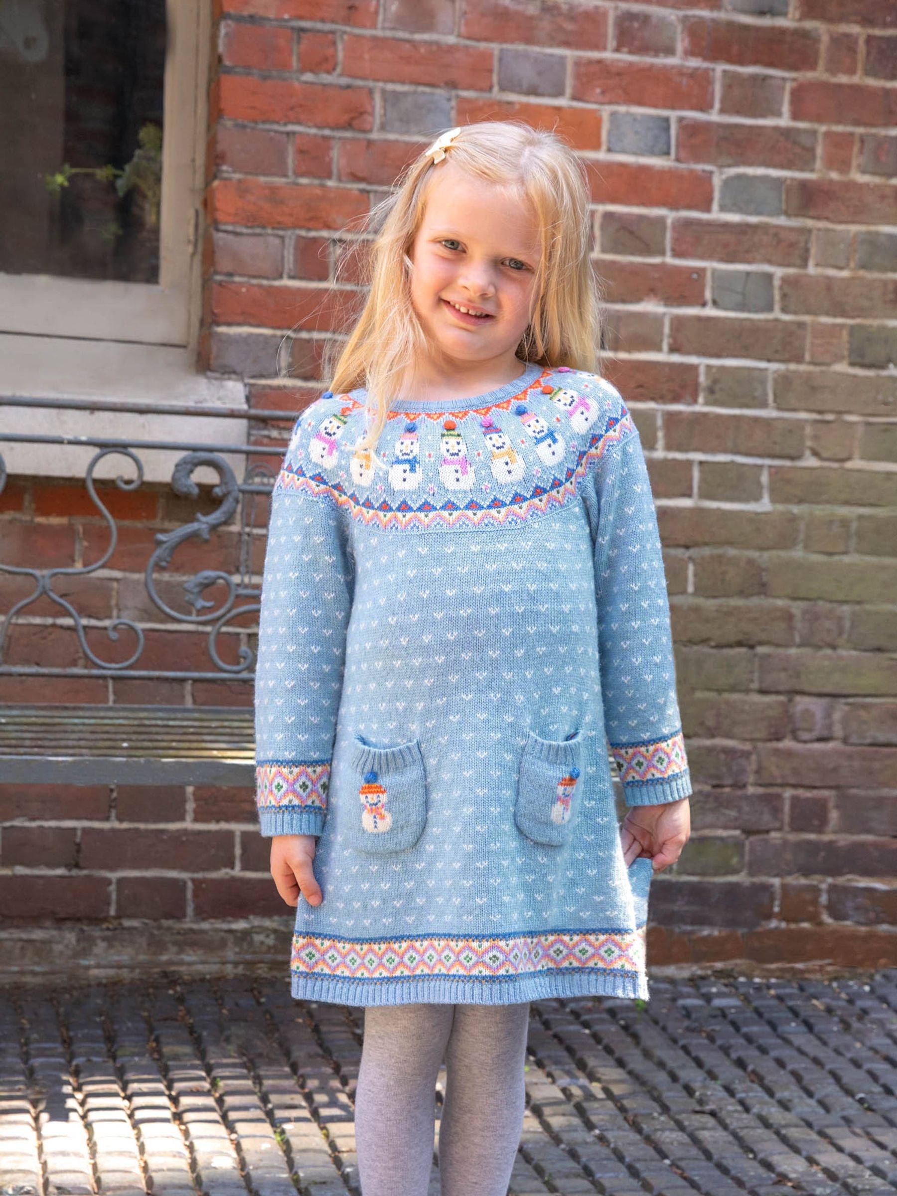 Blue Snowman Fairisle Pattern Knitted Dress