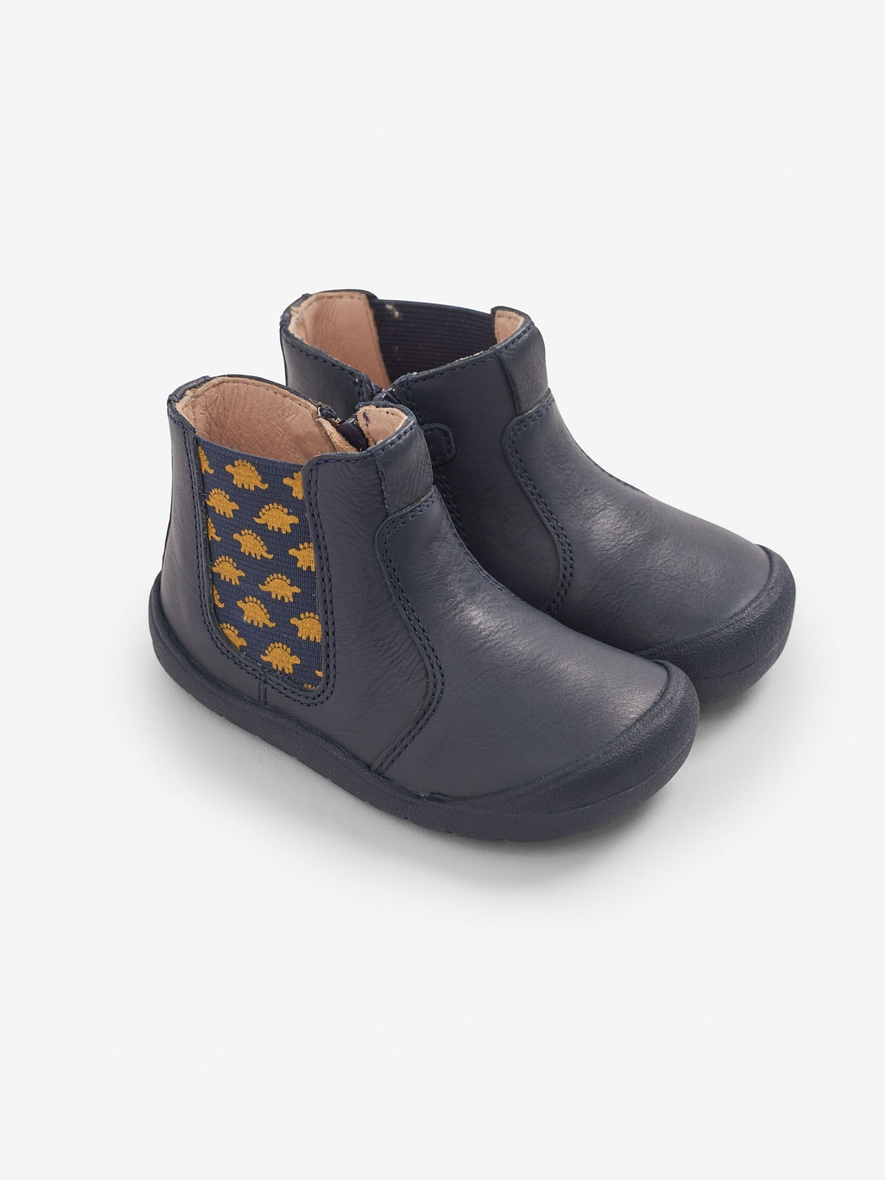 Navy Start-Rite Navy Dino Leather Boots