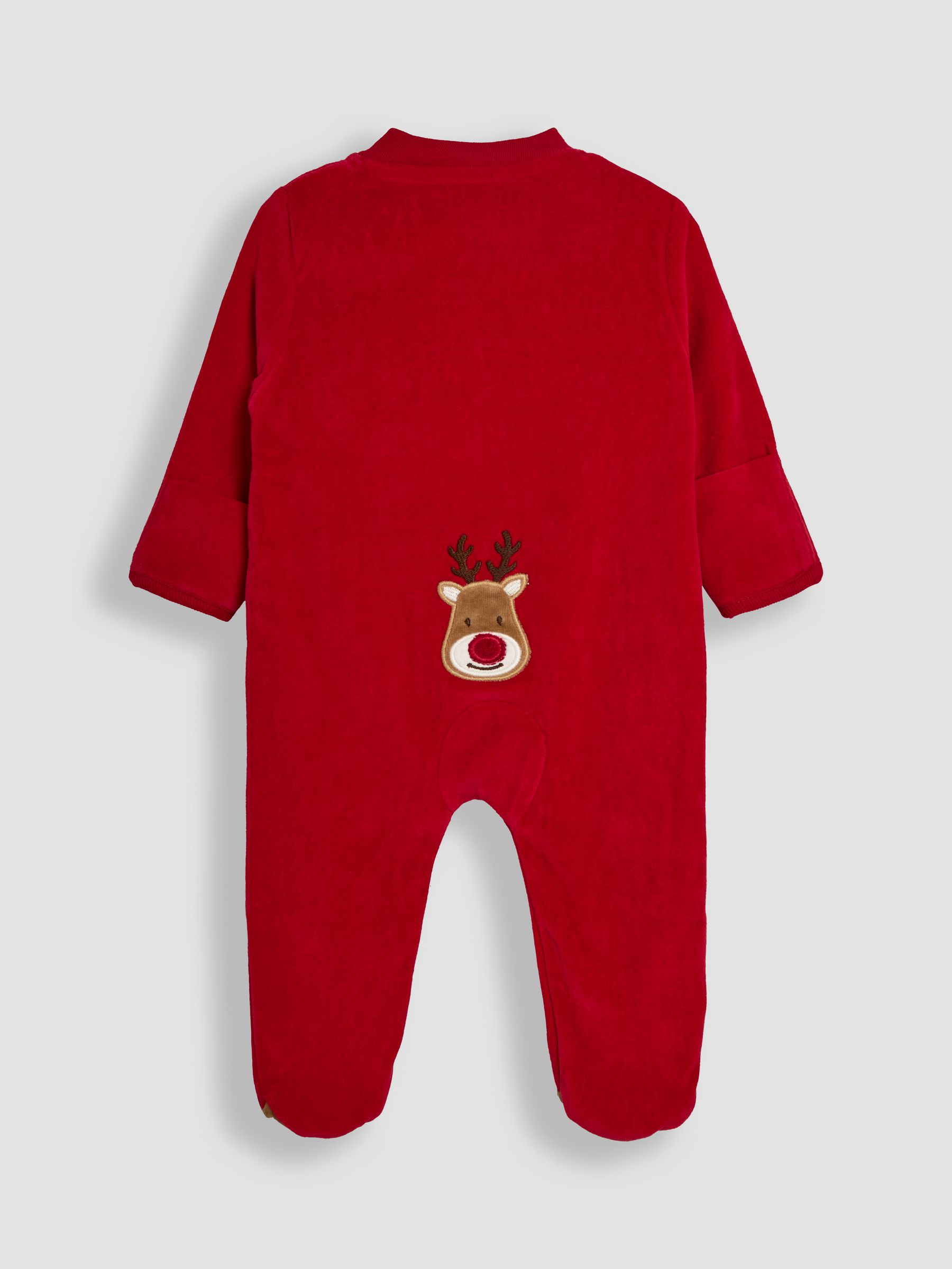 Red Reindeer Reindeer Appliqué 100% Cotton Sleepsuit