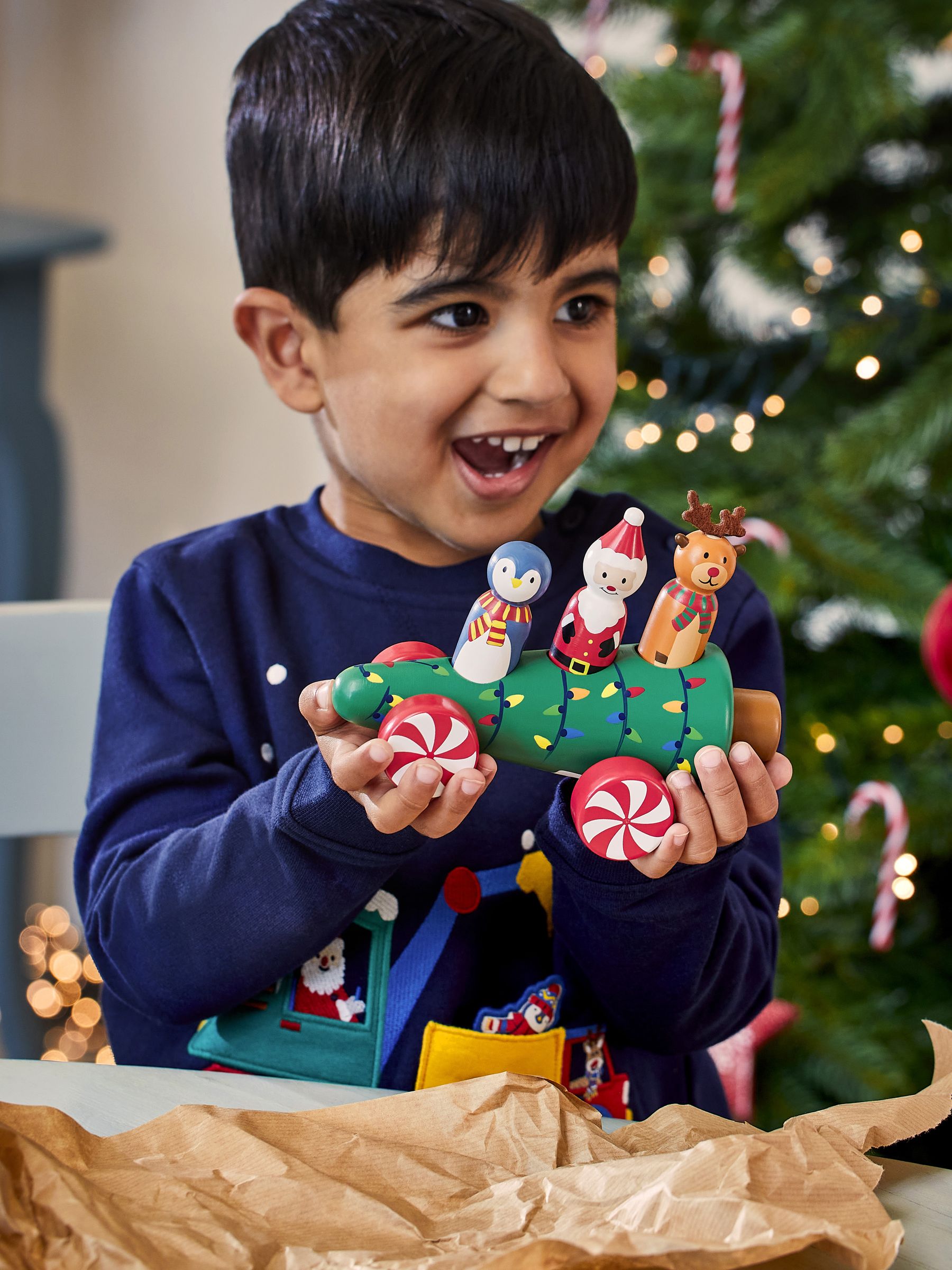 Wooden Christmas Tree Car Push-Along